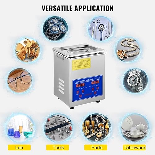 Miniatura 4 de FoodKing Limpiador ultrasónico para joyas, lentes, comercialindustrial con bandeja para temporizador de calentador digital.
