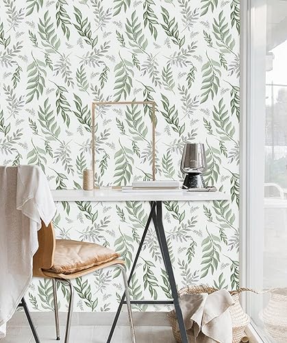 Miniatura 2 de Nuwallpaper - Papel tapiz autoadhesivo decorativo con hojas verdes modernas, diseño floral, papel de contacto, decorativo, extraíble, autoadhesivo,