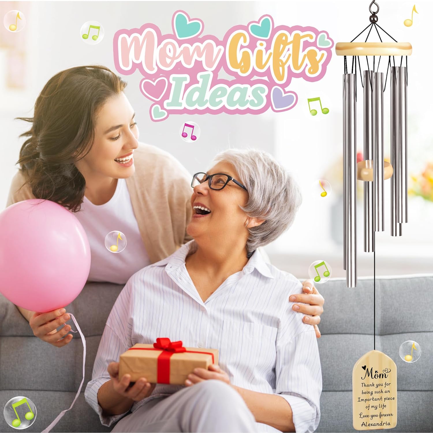 Mama Gift, Jocidea Mother's Day Wind Chime, Mothers Day Present, Personalized Gift Mother, Valentines Day Gifts for Mom, Mom Gifts for Birthday, Mothers Day, Christmas