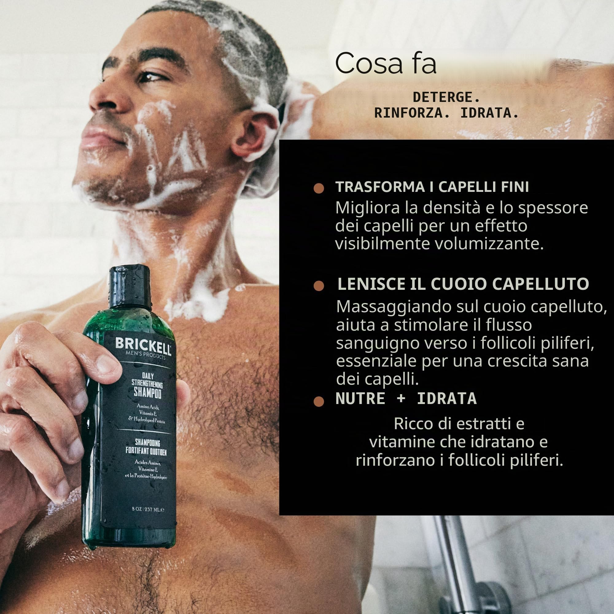 Brickell Men's Set per la cura Rivitalizzante e Quotidiana dei Capelli, Shampoo alla Menta e olio dell'albero del tè + Balsamo Volumizzante e Rinforzante. Naturale ed Organico