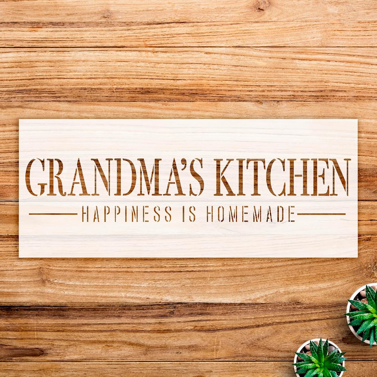 Happiness is Homemade Stencil Pattern for Walls and Crafts, Reusable Mylar Template, Ideal for Kitchen Decor and DIY Projects - Size A1 (33.1" x 13.5")