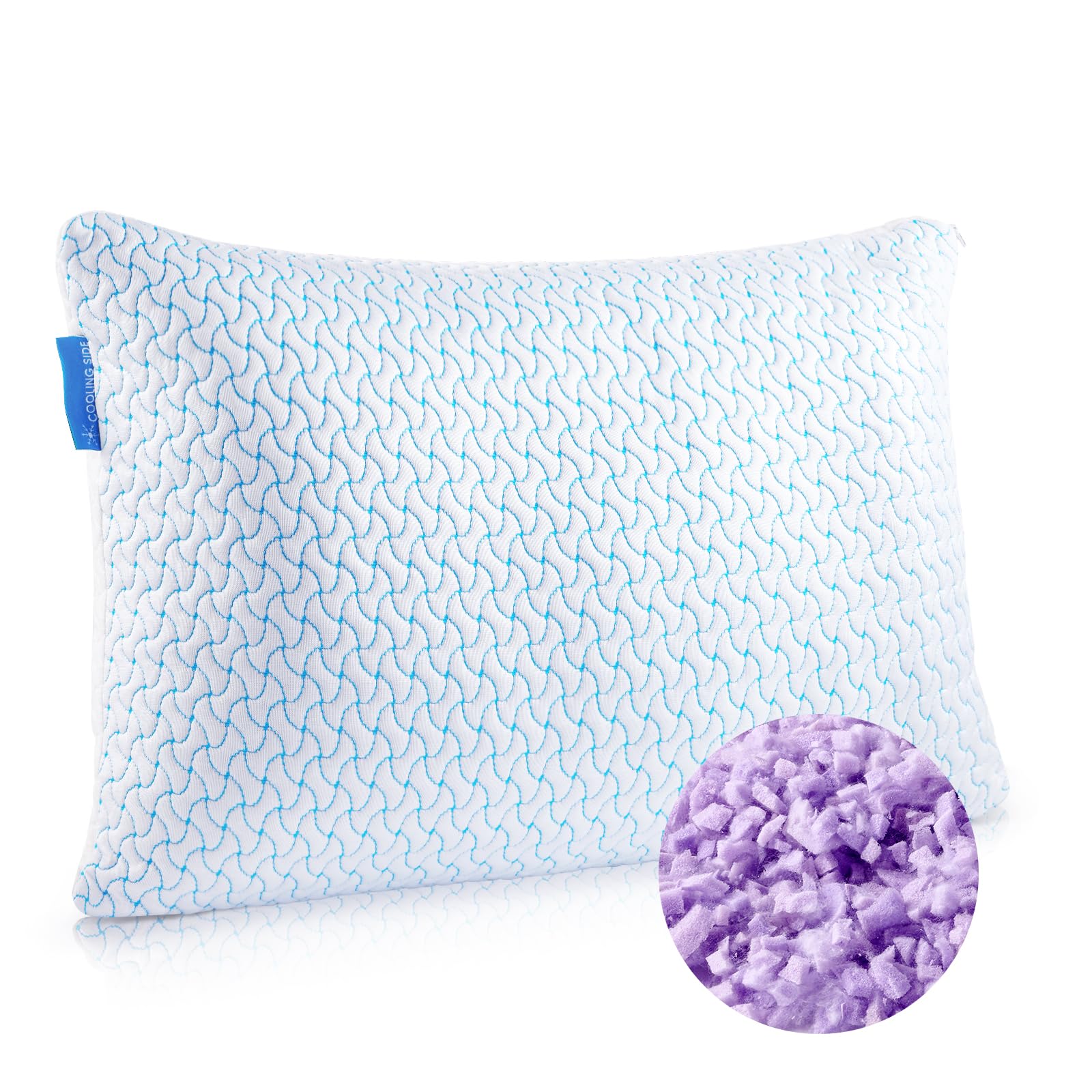 NiceedayShredded Memory Foam Pillows for Sleeping Adjustable Cooling Pillow for Side Back Stomach Sleepers with Washable Removable CoverOEKO-TEX STANDARD 100