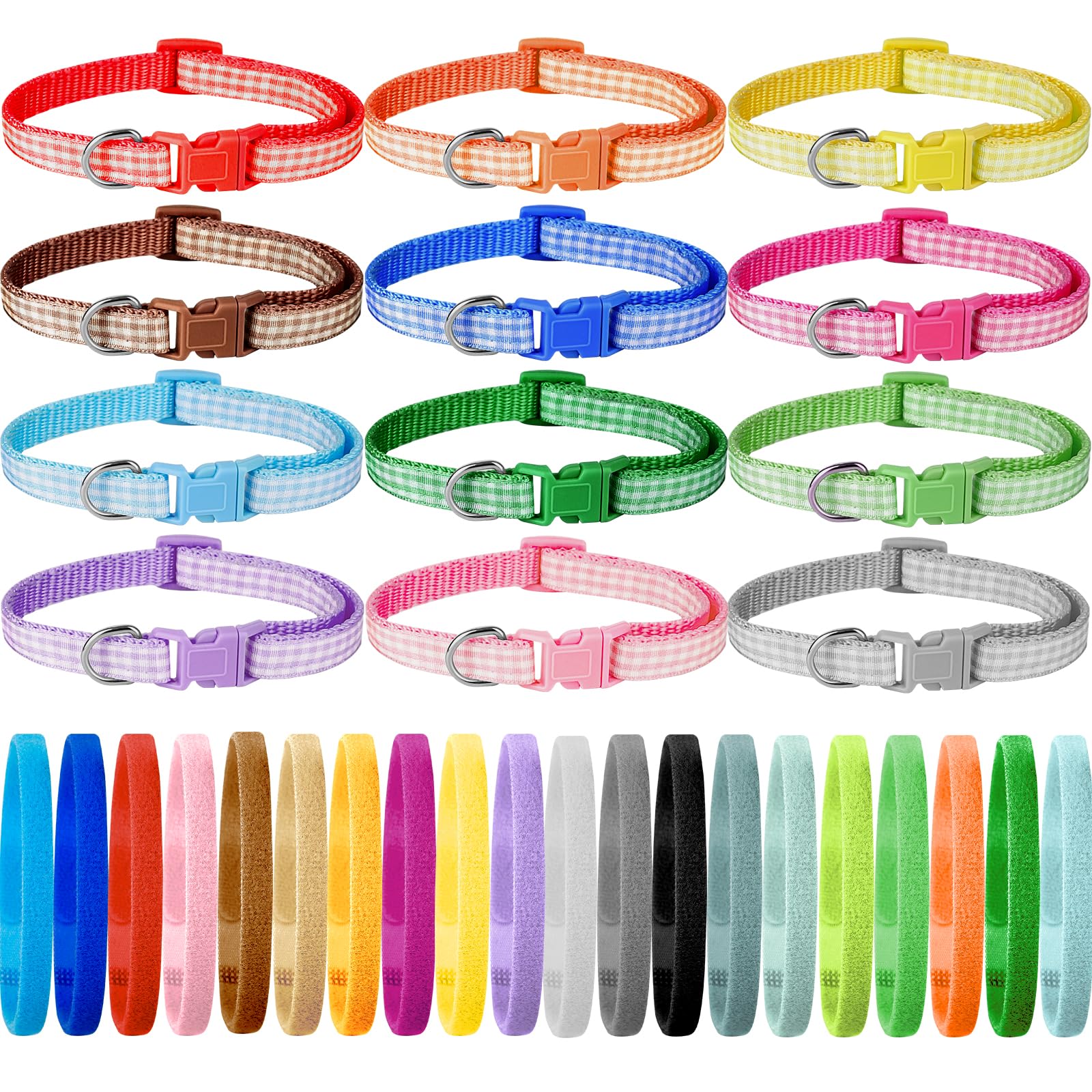 YFDFFSDCY 32 Pack Puppy Litter Collars Bulk Soft Colored Nylon Whelping Collars for Puppies Newborn Adjustable Identification Puppy Collars for Litter