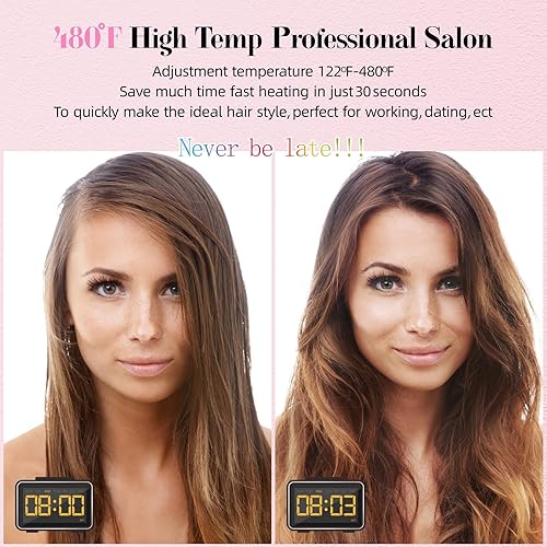 Miniatura 9 de DORISILK Plancha y rizadora profesional 2 en 1, plancha plana con diamantes de imitación, plancha plana de titanio, alta temperatura, 480 F,