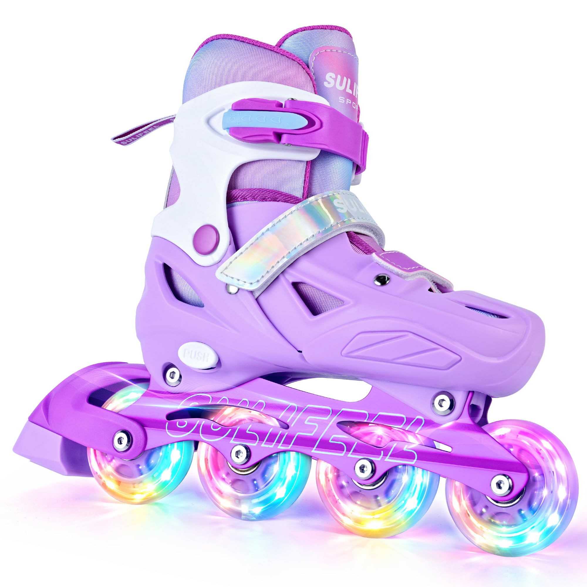 SULIFEEL Adjustable Light Up Kids Inline Skates Hard Shell Boys Girls 4-12