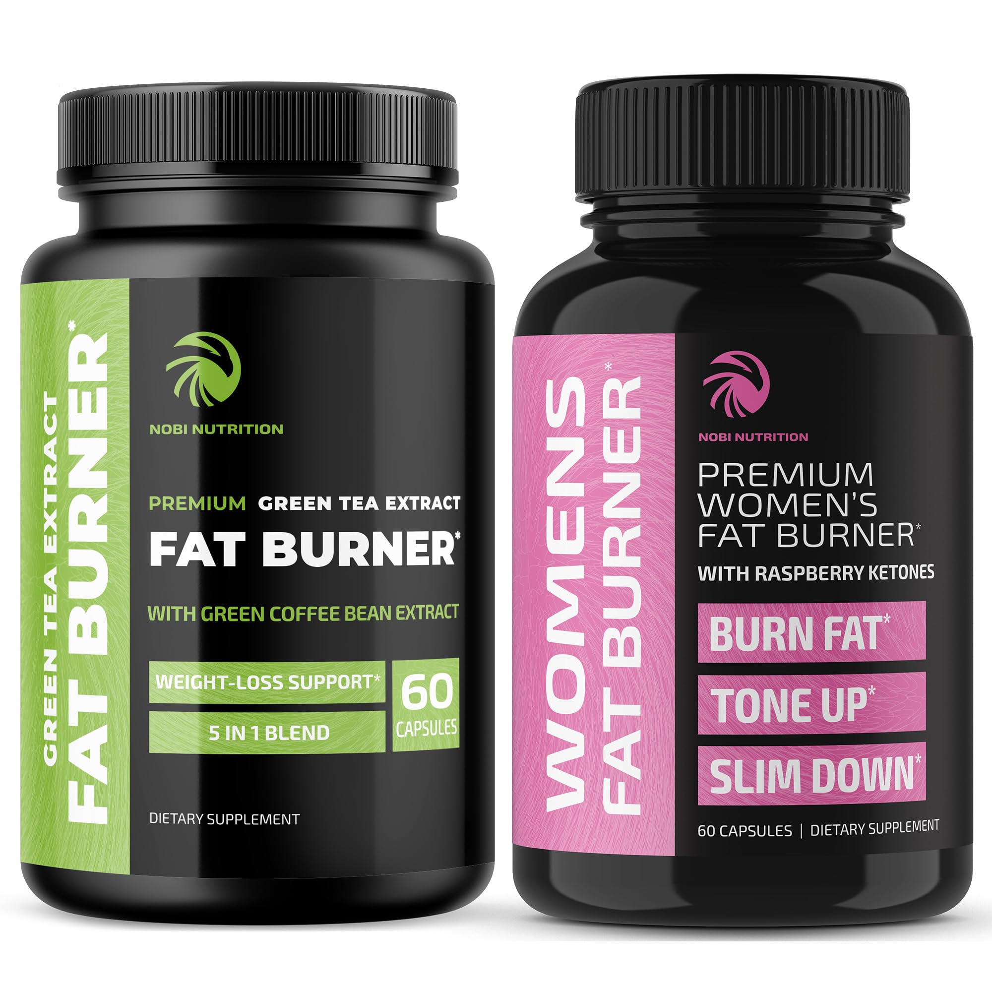 Nobi Nutrition Fat Burners for Women - Rasberry Ketones and Green Tea Weight Loss - 60 Counts