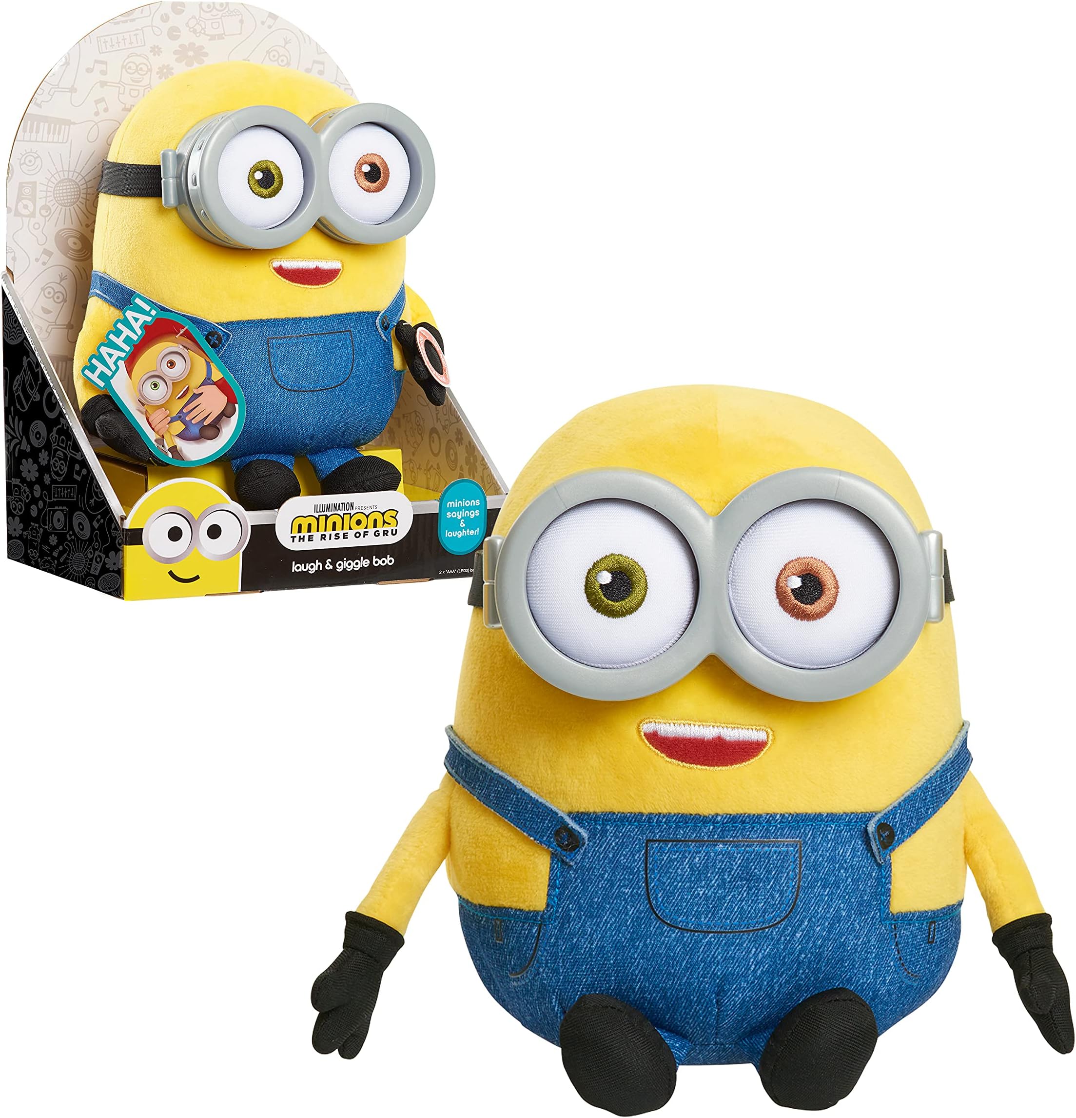 Just Play Illumination’s Minions: The Rise of Gru Laugh & Giggle Bob Plush, Kids Toys for Ages 3 Up