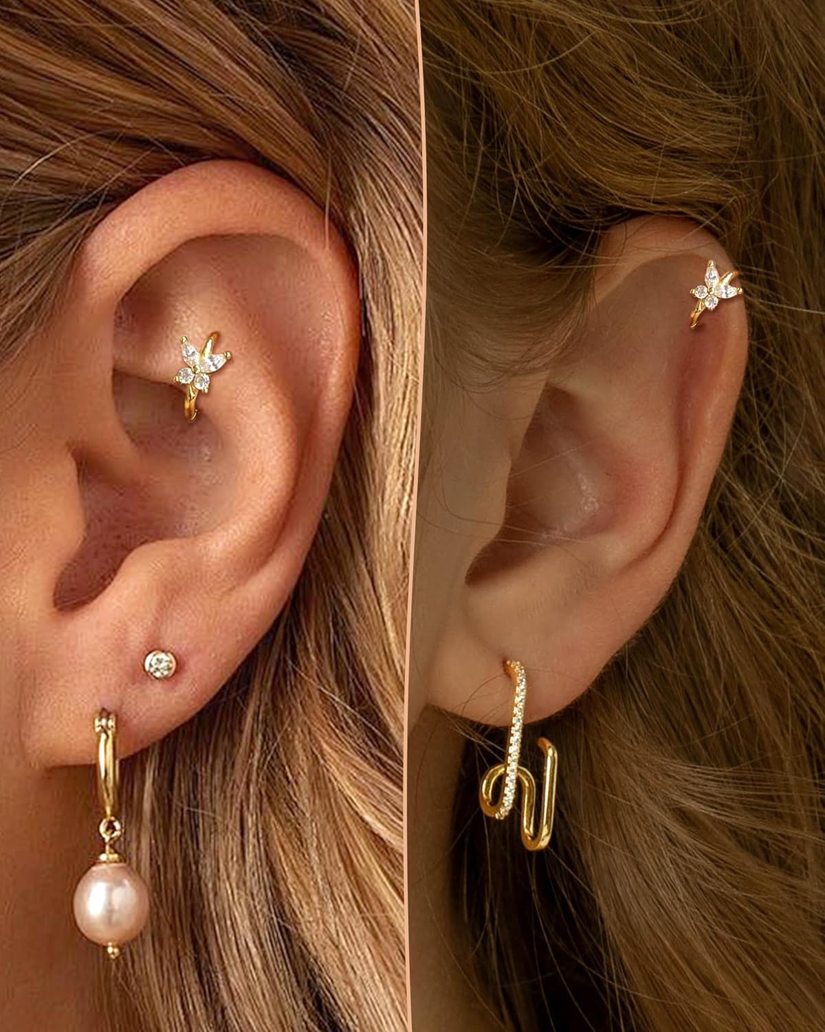 925 Sterling Silver Helix Earrings 20G Butterfly Helix Rook Earrings Surgical Steel Rook Piercing Jewelry Lobe Earring 6/8MM - Image 2