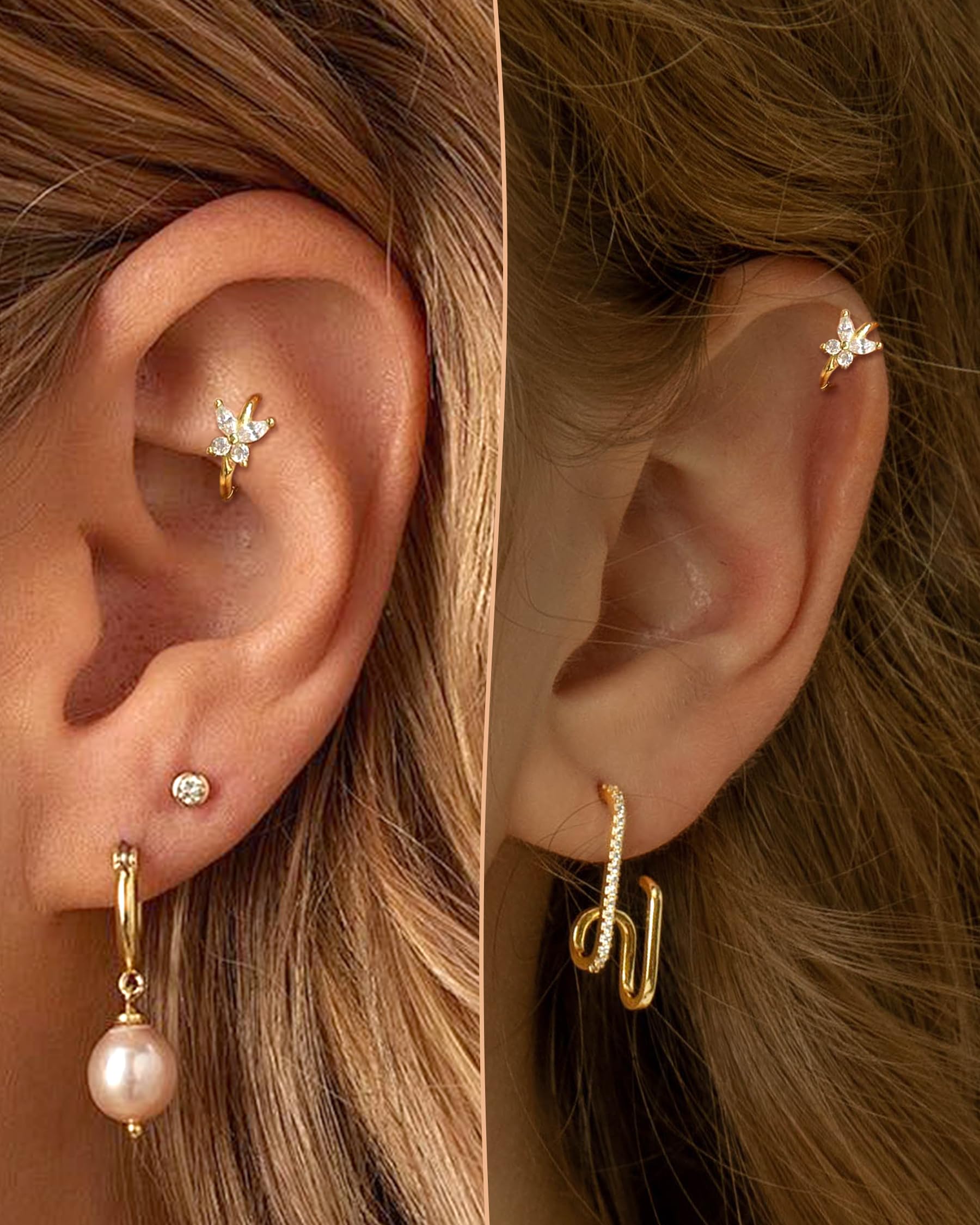 Orecchini in argento Sterling 925 20G farfalla Helix Rook orecchini in acciaio chirurgico Rook Piercing gioielli lobo Huggie Orecchino ad anello 6 mm