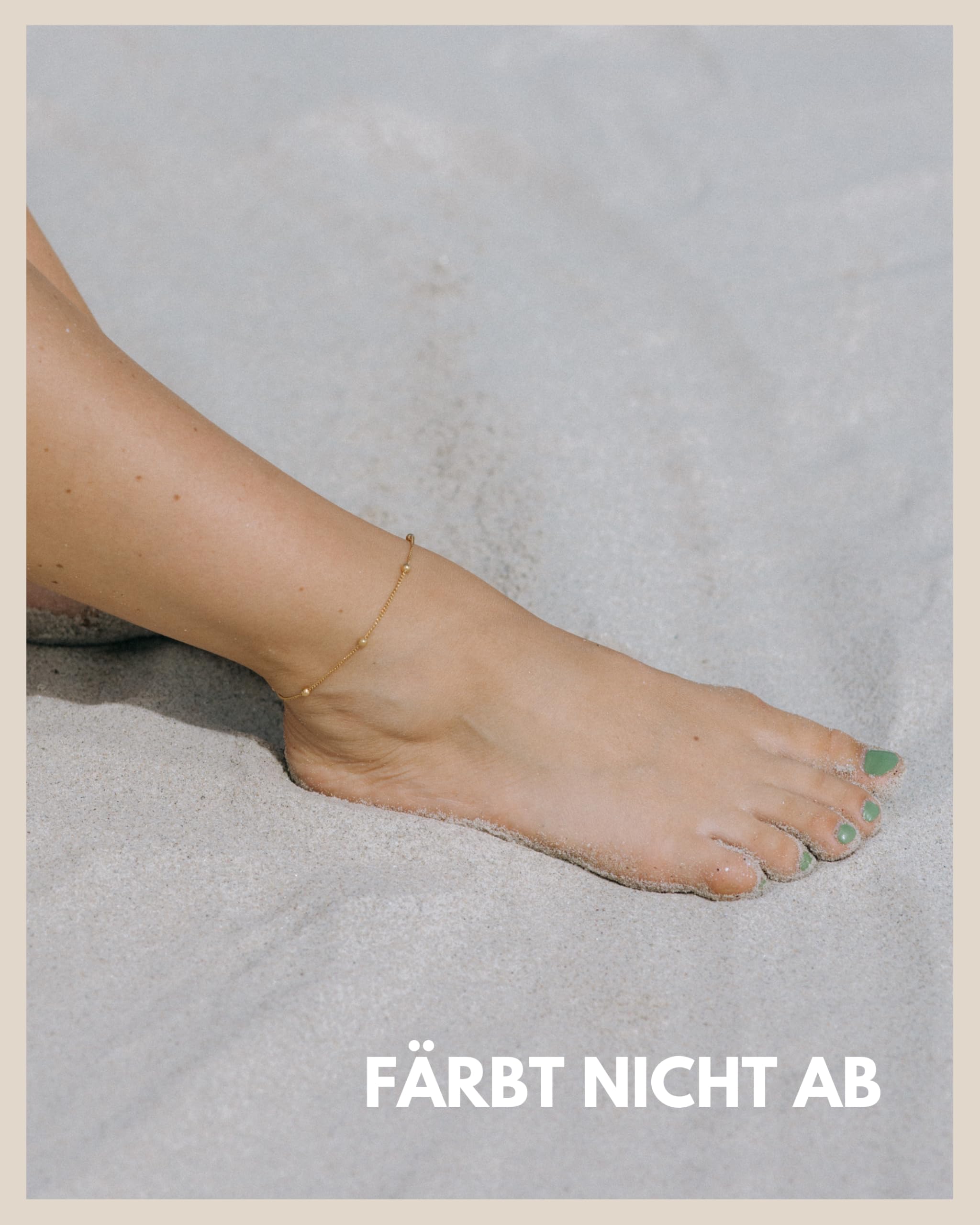 Fußkettchen für Damen Silber - Wasserfest - Fußkette mit kleinen Perlen Dots - Frauen Edelstahl Fußschmuck