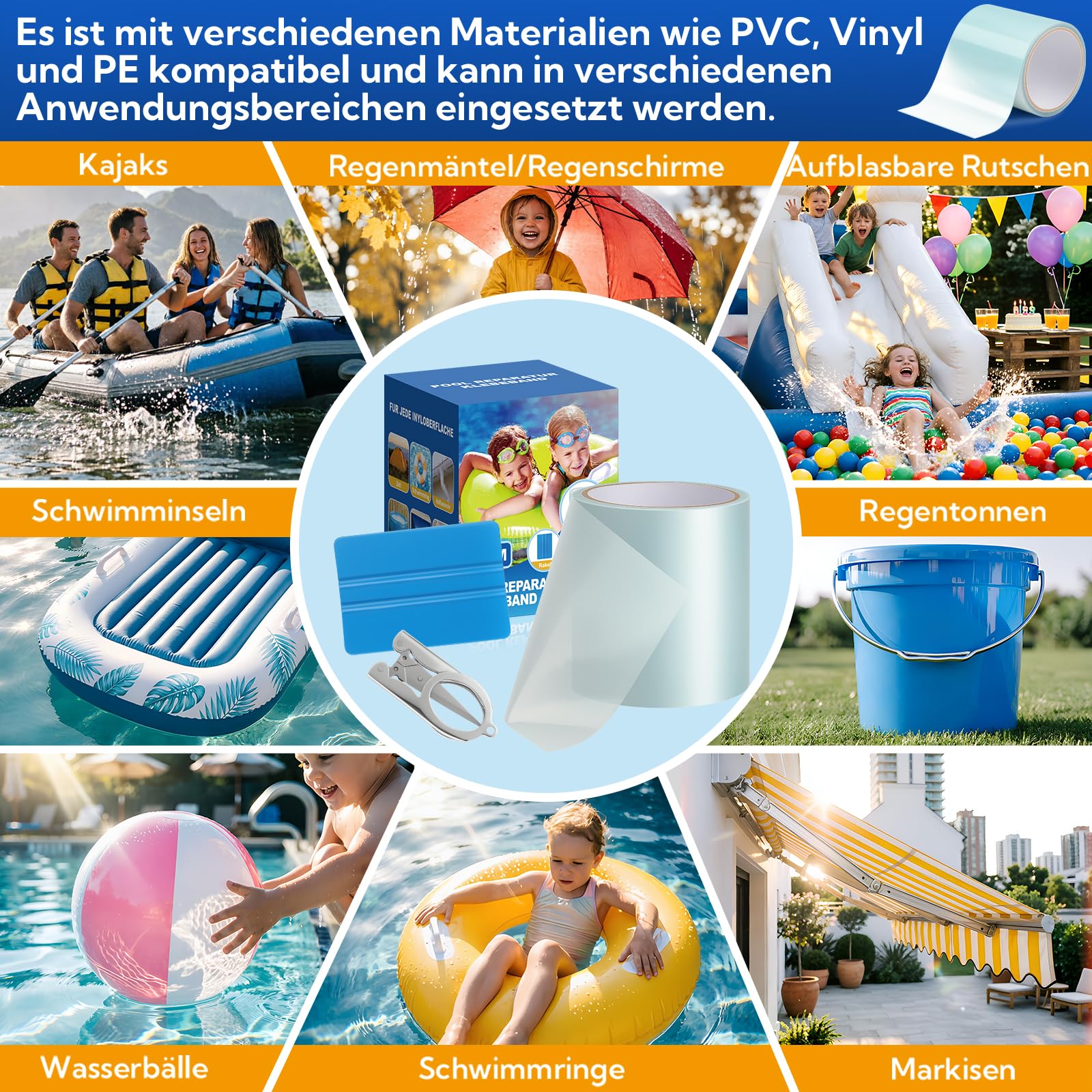 Parches Piscina 10cmX350cm, PVC Parches para Piscinas con Agua, Parche Piscina bajo Agua Transparente para Liner Piscina, Lona de Piscina, Cama de Agua，Colchon Hinchable - 4