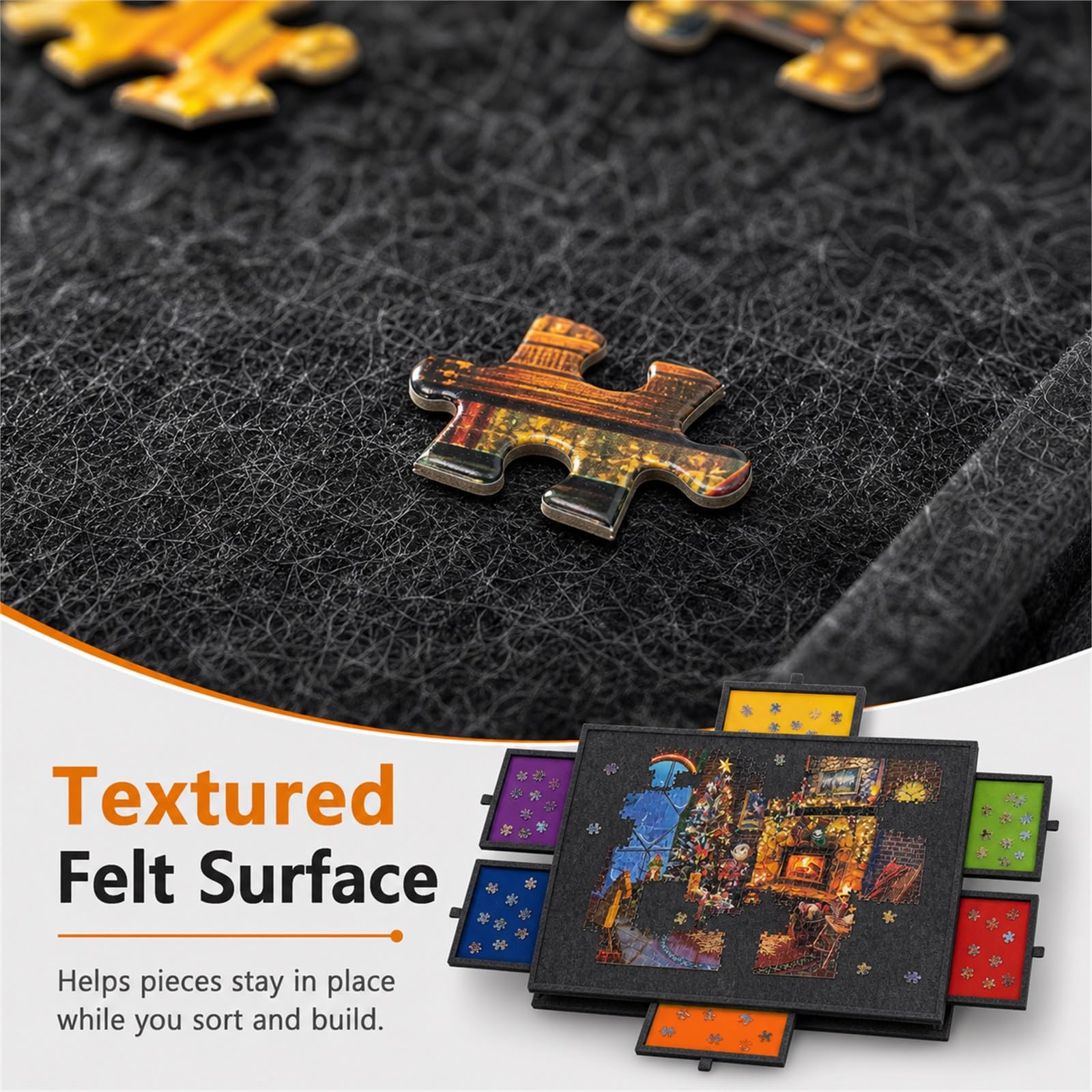 Tavolo Puzzle Pieghevole,Porta Puzzles Portatile,Piattaforma di Puzzle in Feltro,Puzzle Pieghevole,con 6 Cassetti,Ideale per Adulti E Appassionati di Puzzle