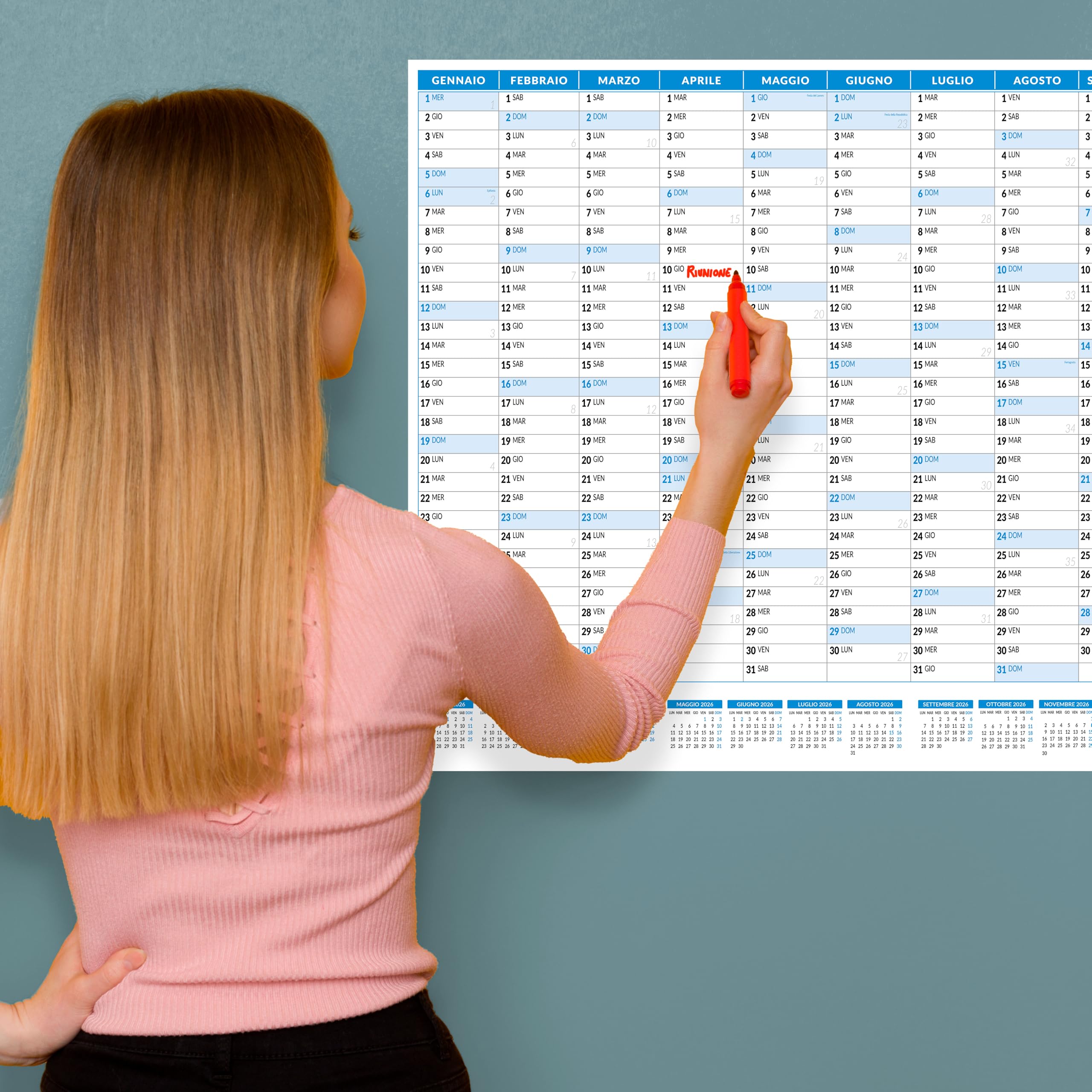 Calendario De Pared 2025, 118 X 84 Cm, Positivo, Envío Enrollado Sin Pliegues, Formato De Pared Maxi Grande A0
