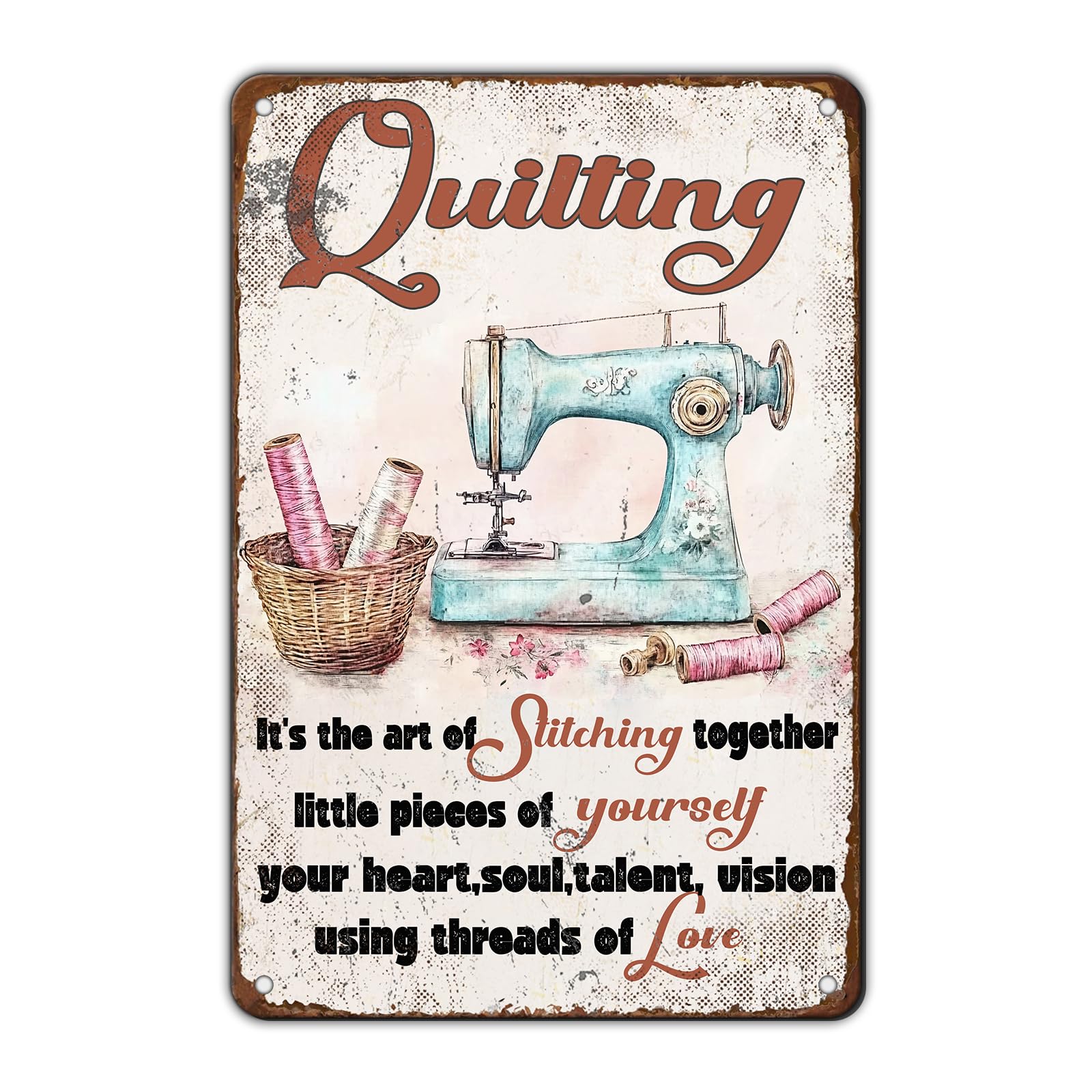 Anceky Funny Metal Tin Signs Quilting Vintage Metal Sign Retro Wall Decor for Home Bar Pub Cafe Garage Man Cave Garden Yard 8×12 Inch