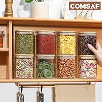 Vista 9 de ComSaf Juego de tarros de almacenamiento de alimentos de vidrio de 0.8 Qt, conjunto de 6, recipientes de almacenamiento transparentes con tapas