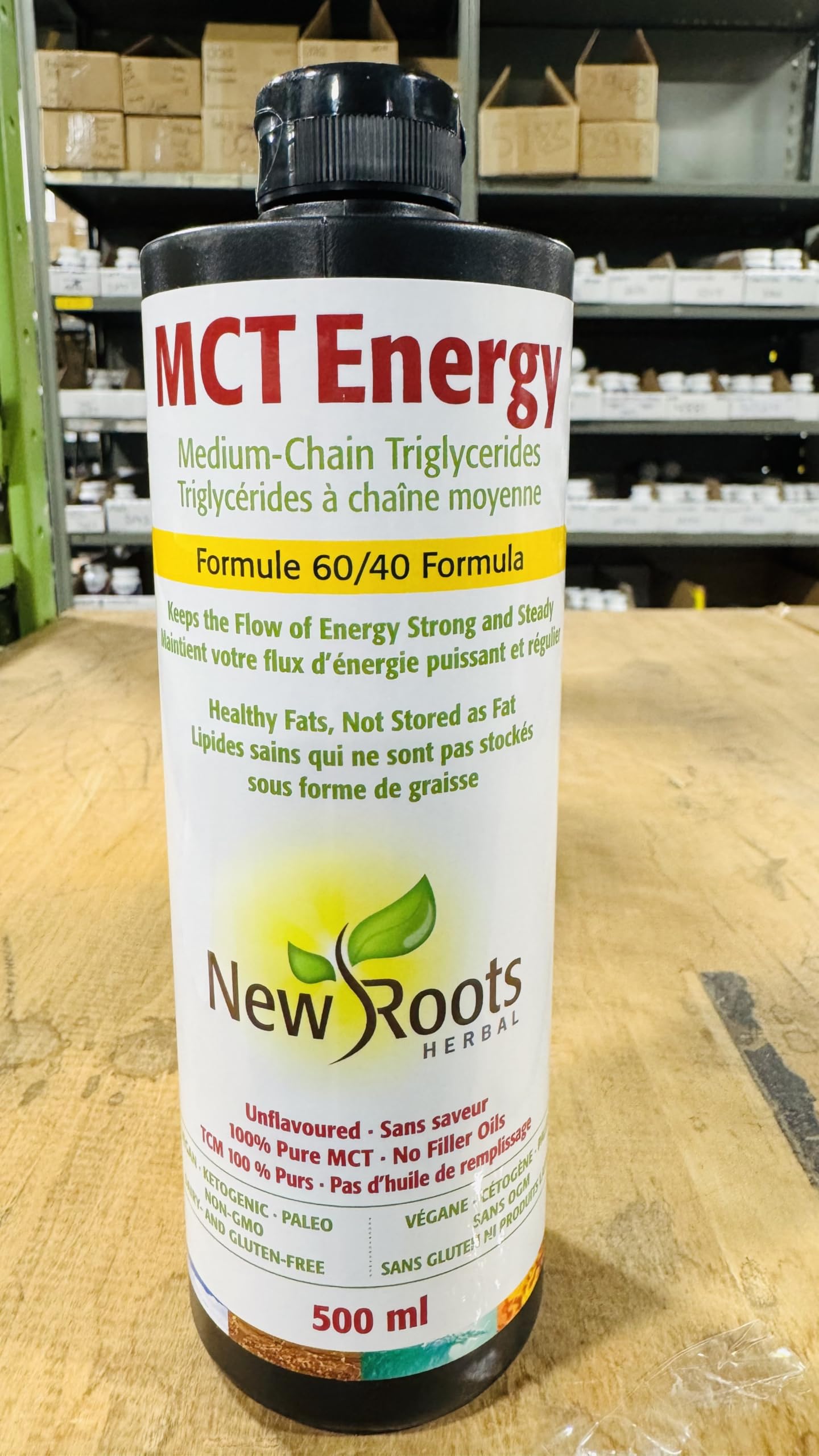 New Roots Herbal MCT Energy Oil, 500ml Liquid 33-Servings, Pure
