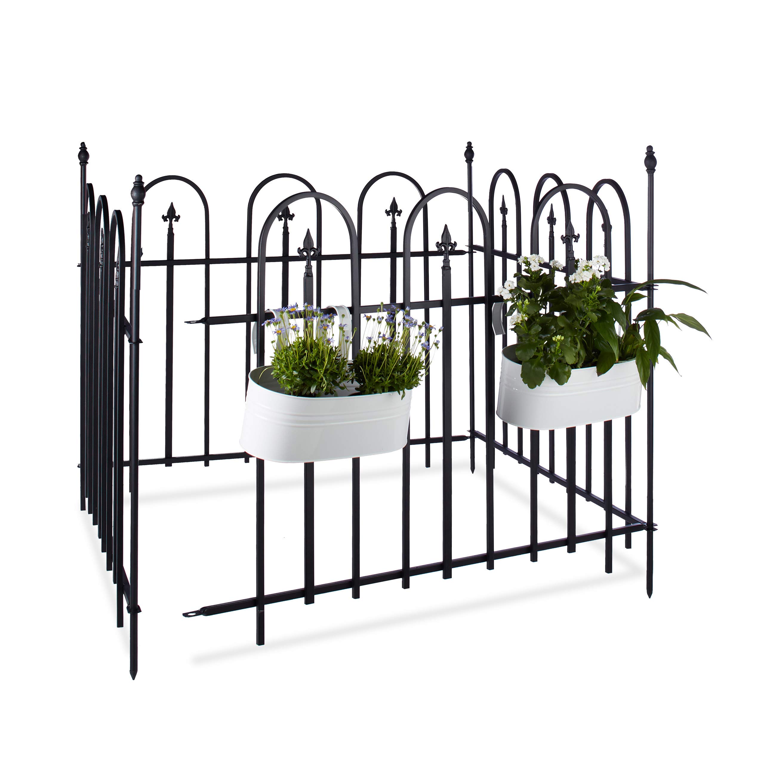 Relaxdays Gartenzaun Metall GOTH Komplettset 4,8 m