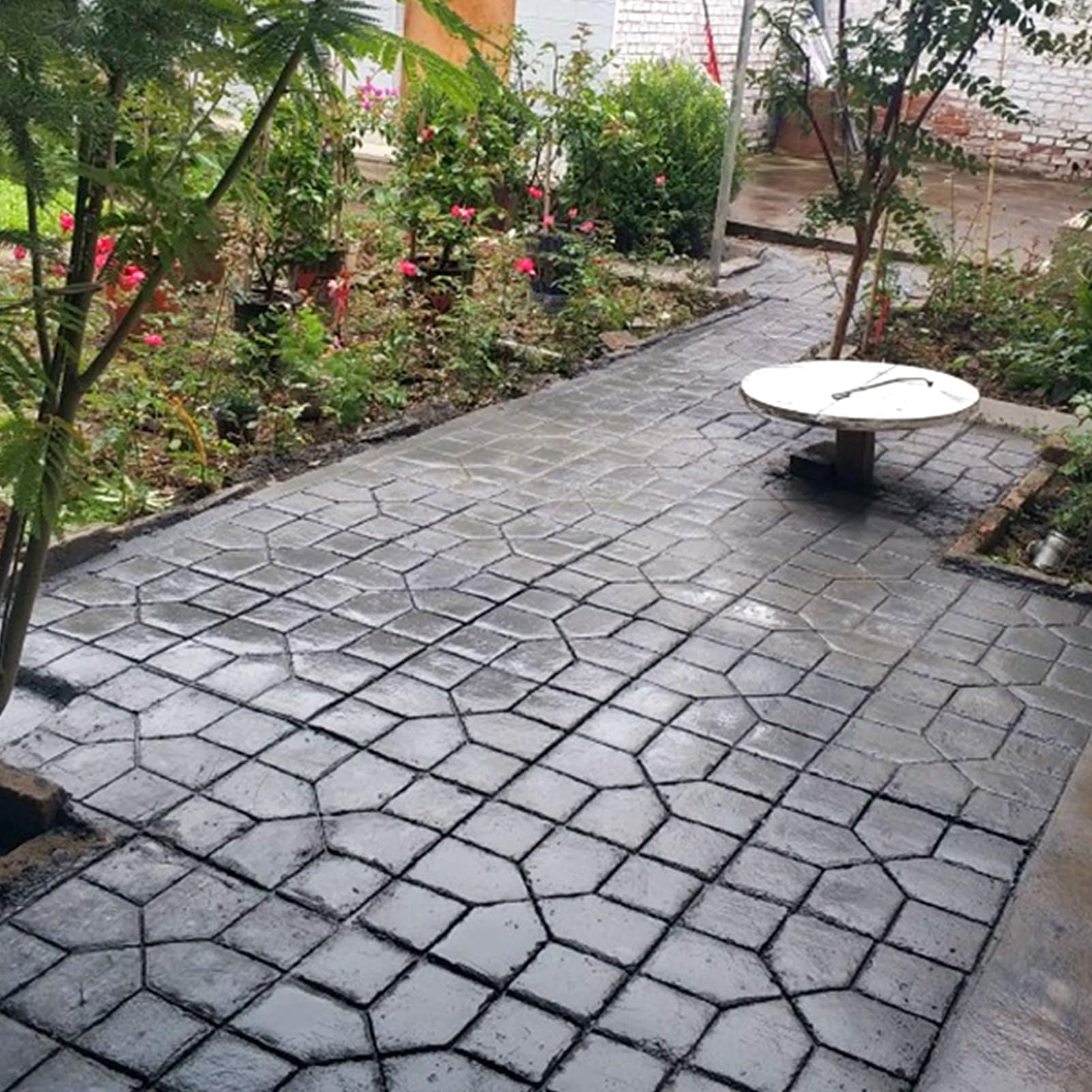 Molde de Plástico para Pavimento de Hormigón, 8 Rejillas, para Losas de Terraza y Caminos