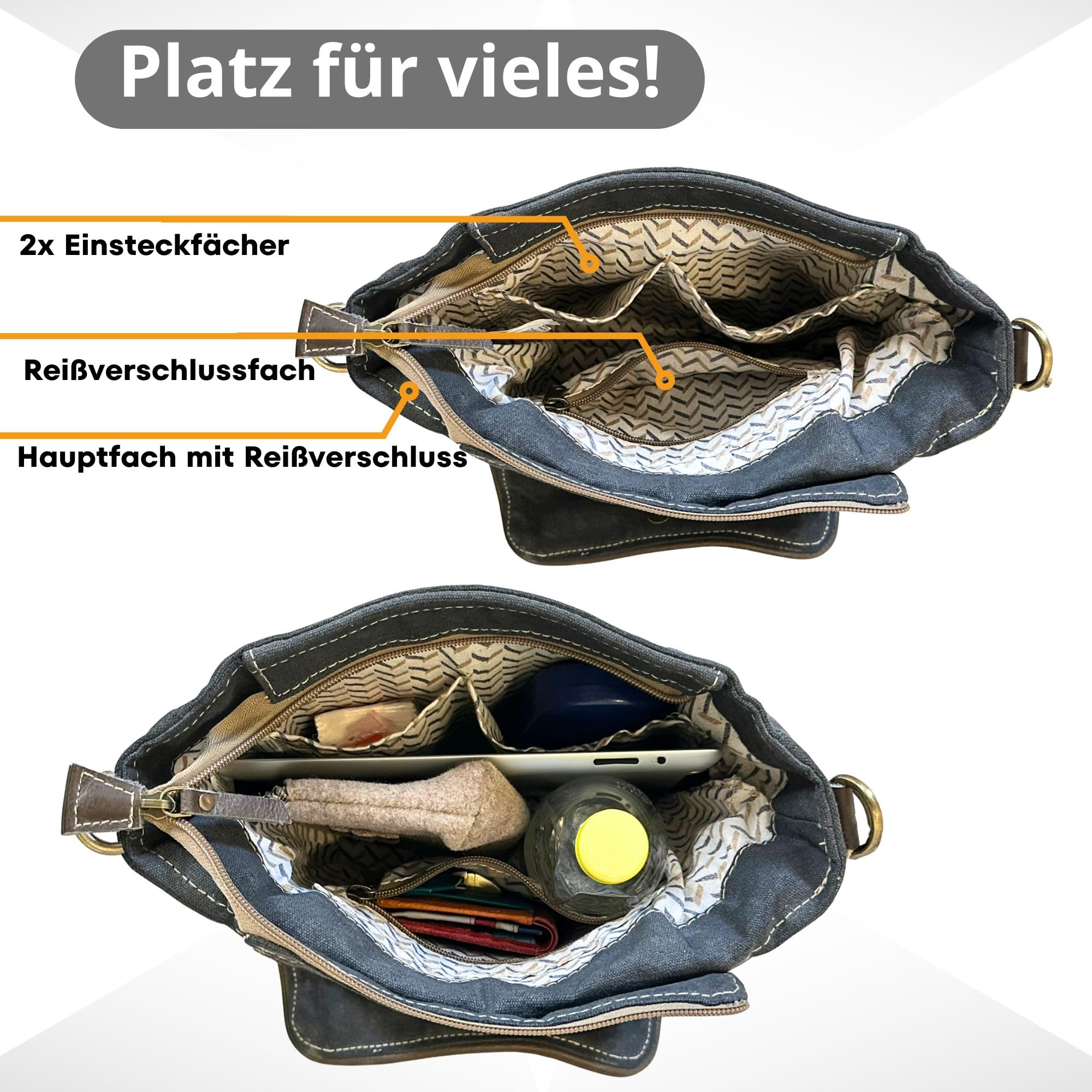 Sunsa Messenger Tasche Umhängetasche aus recycelte Jeans & Canvas Unisex