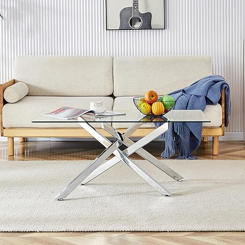 Miniatura 4 de Juego de 3 mesas de centro de cristal, juego de 3 piezas, incluye 1 mesa auxiliar y 2 mesas auxiliares, marco de metal, vidrio templado, para