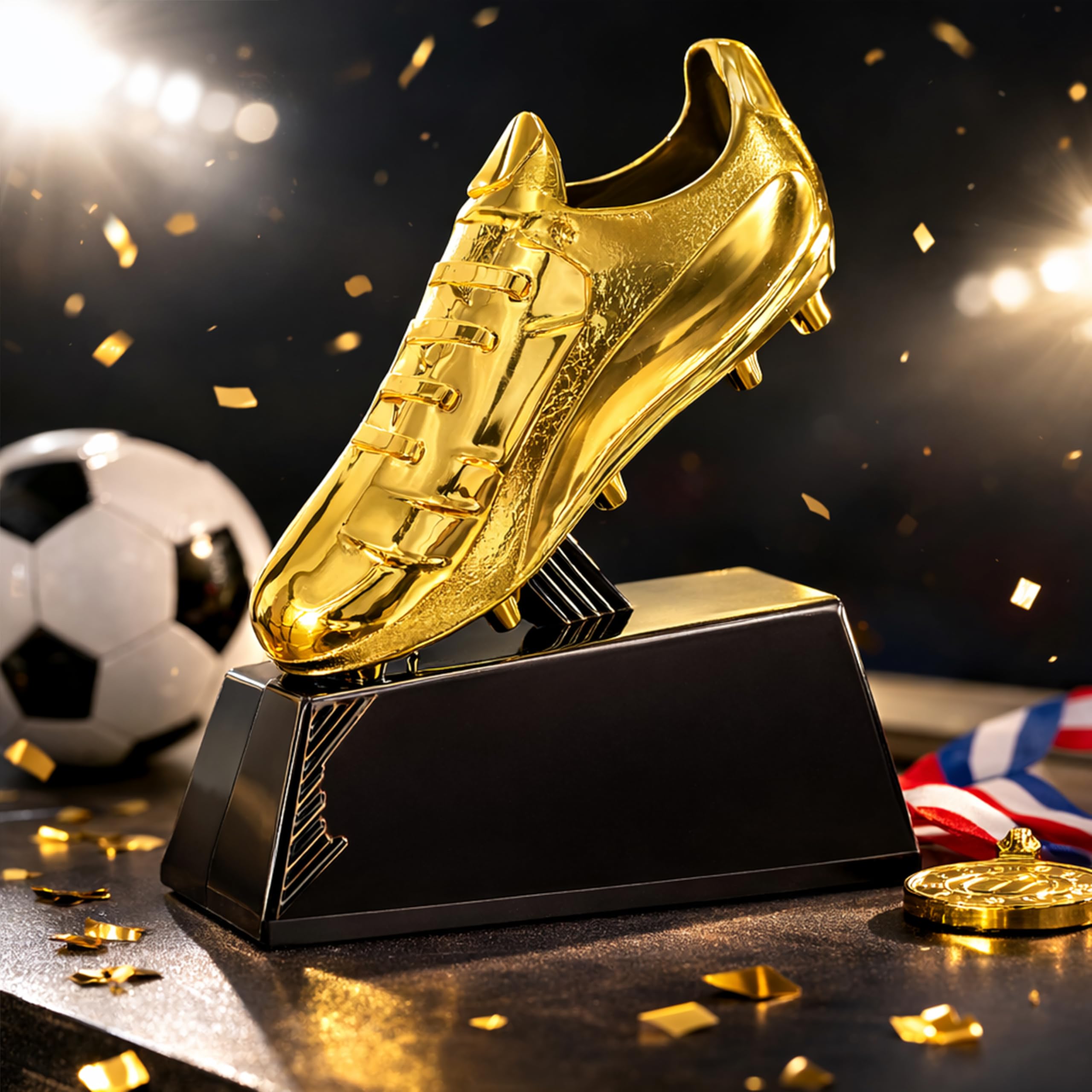 Larius Trophée de football dorée (13,5 cm, 212 g) – Trophée de football avec gravure en option – Coupe gagnante pour tournois, MVP & Goalkeeper King – S2