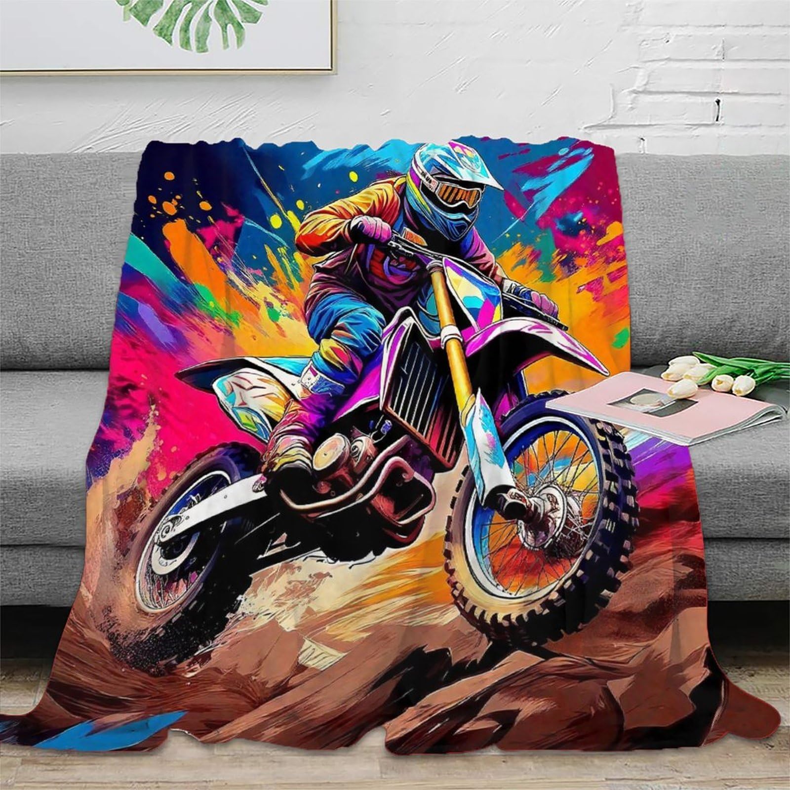 Couverture moto cross 3D le cadeau d'anniversaire parfait pour un ado passionné