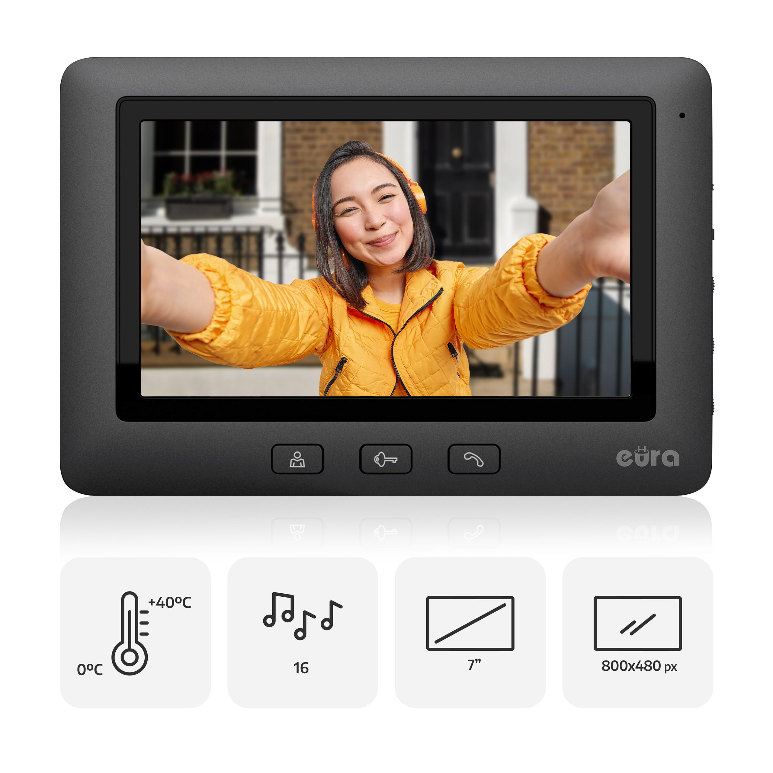 Eura VDP-45A3-TY Alpha+ Tuya videoportero WiFi, 4 Hilos, Monitor en Color de 7 Pulgadas, Negro