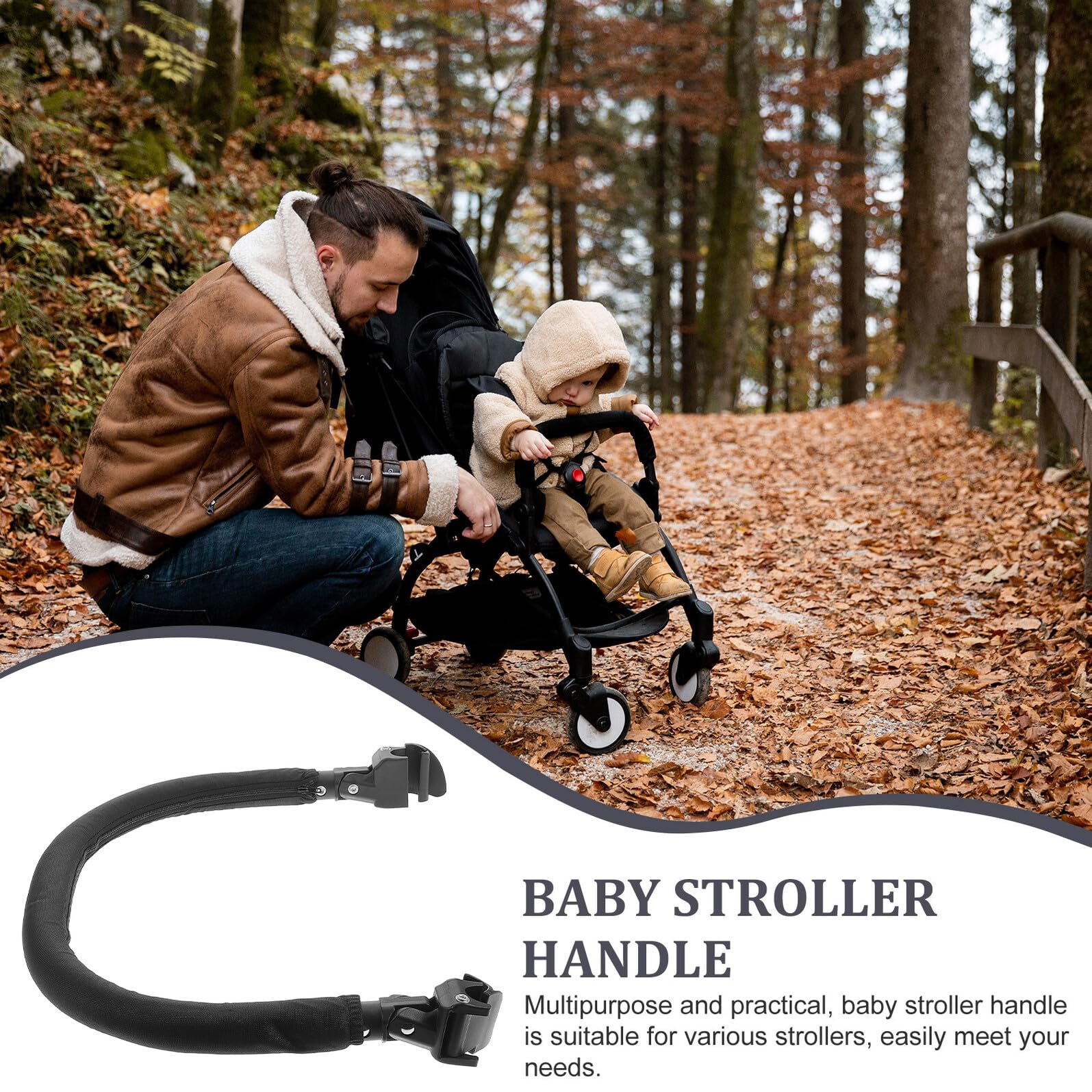 Barra Transversal para Cochecito de Ñiño Negro Instalación Sencilla y Material Metálico, Accesorio Práctico para Sillas de Paseo y Carriolas