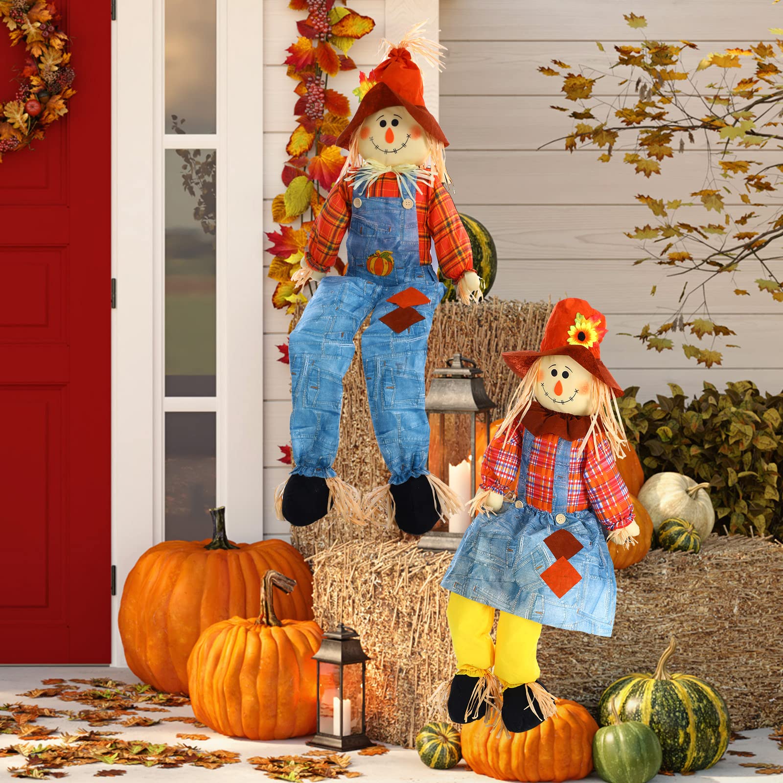 Herbst Vogelscheuche Mit LED-Beleuchtung - Deko Für Halloween & Weihnachten