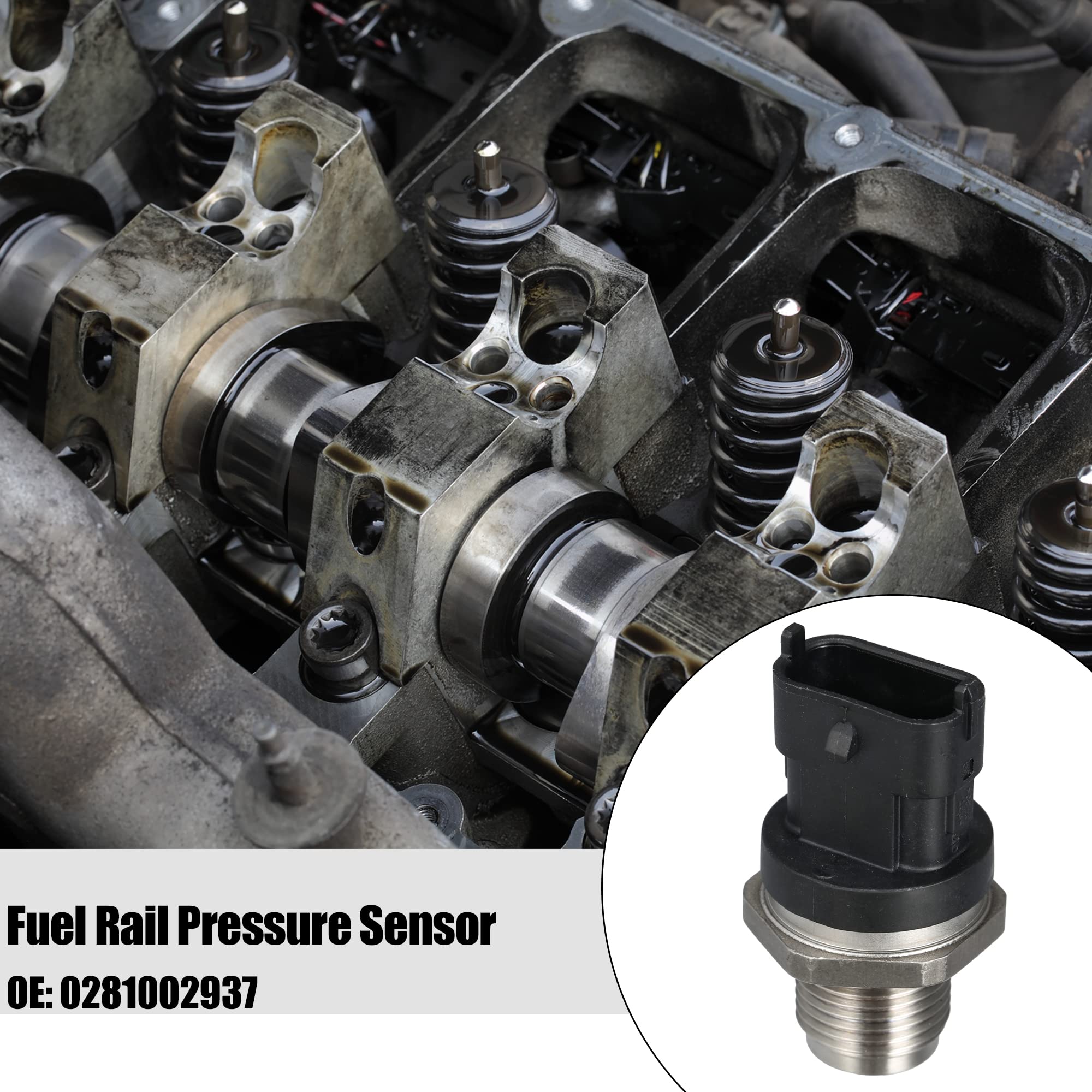 X AUTOHAUX Combustible Riel Presión Sensor Negro 1Pc Para Ford 3-Pin | Para Volvo, Para Fiat, Para Man, Jack, 0281002937, Plástico/Metal, 5X3X2.7Cm, M18X1.5, 3 Pines, Reemplazo Directo