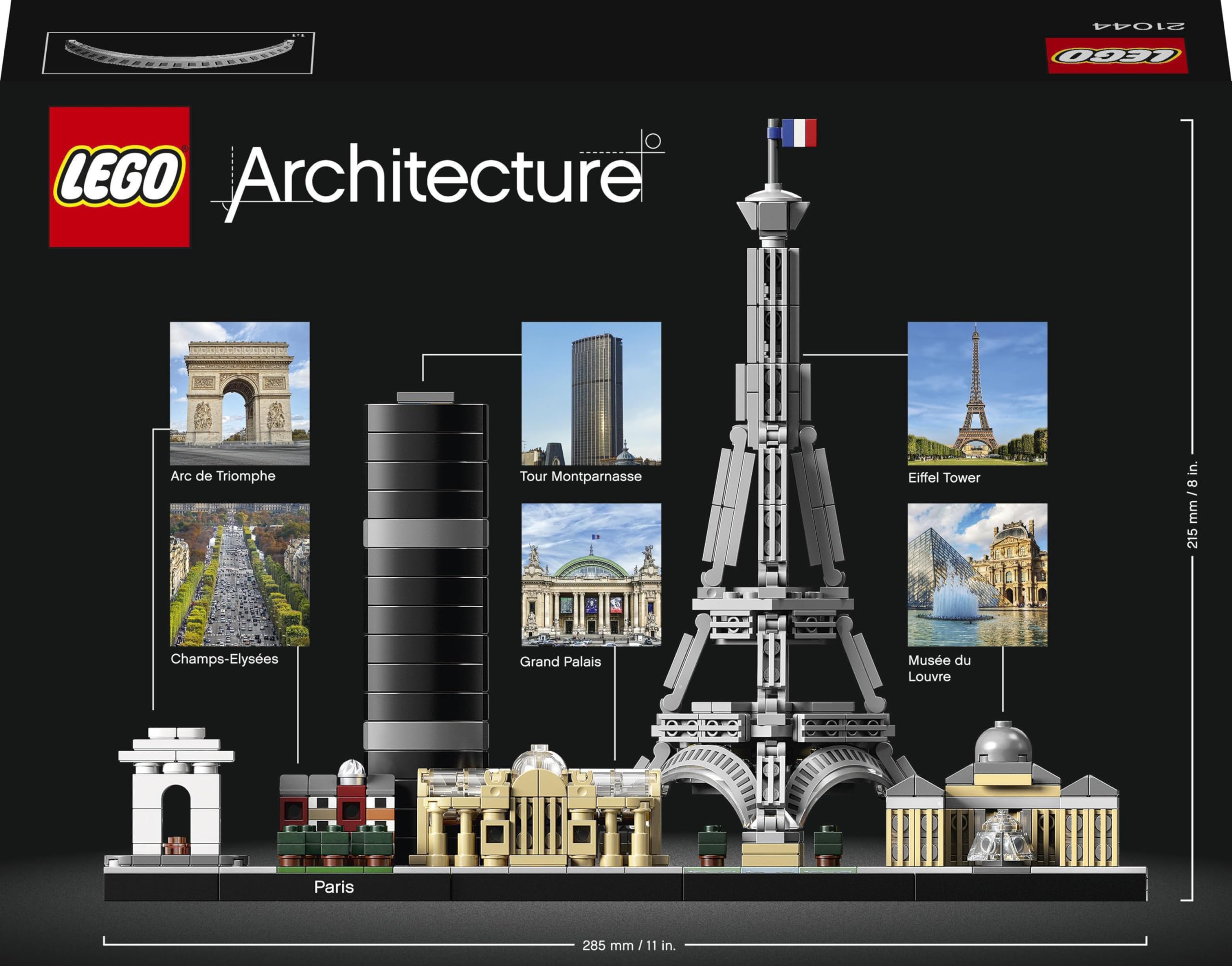 LEGO Architecture — Paryż, Panorama Miasta do Zbudowania, w tym: Wieża Eiffla, Łuk Triumfalny i Luwr, Dekoracje do Domu i Ozdoba do Biura, Pomysł na Kreatywny Prezent, 21044