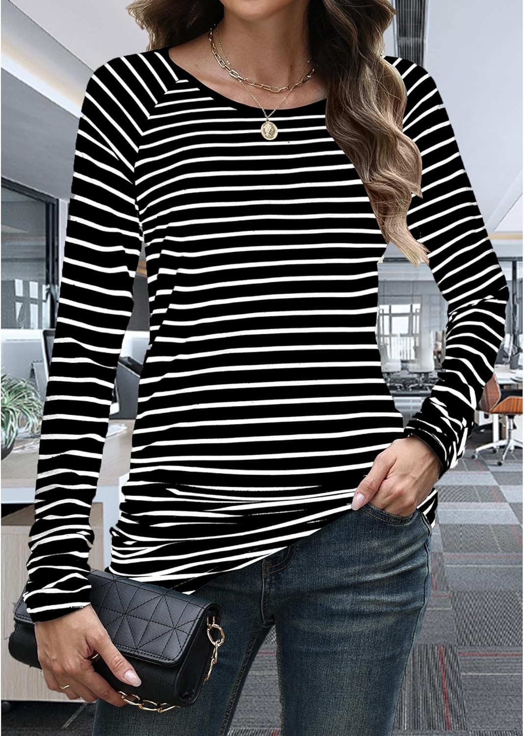 Bluetime Womens Basic Casual Long Sleeve Slim Fit T Shirt Dress Cute Tunic Tops Crewneck Pullover Tunic Sweaters (S-XXL) - Image 4