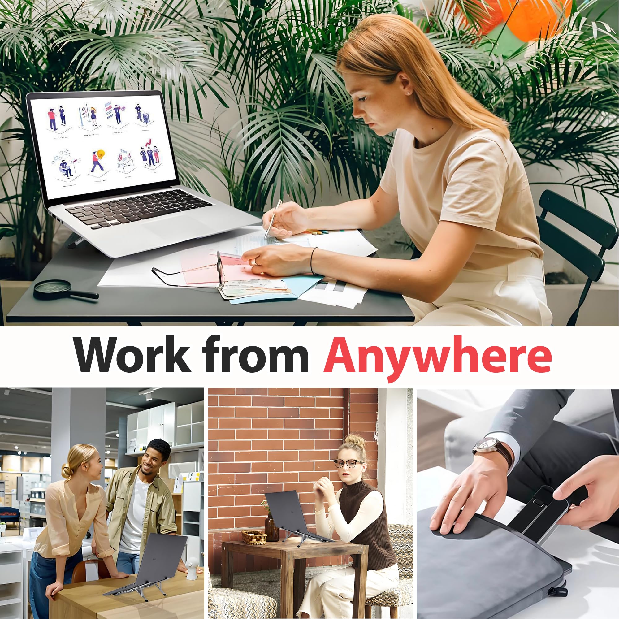 Travel Depot Soporte portátil para laptop, soporte ergonómico para computadora portátil de 6 niveles, ángulo ajustable, soporte elevador de ABS compatible con todos los portátiles y iPad (10-15.6