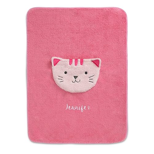 Delta Children Manta Sherpa personalizada con bolsillo de almacenamiento para niños, gato magenta