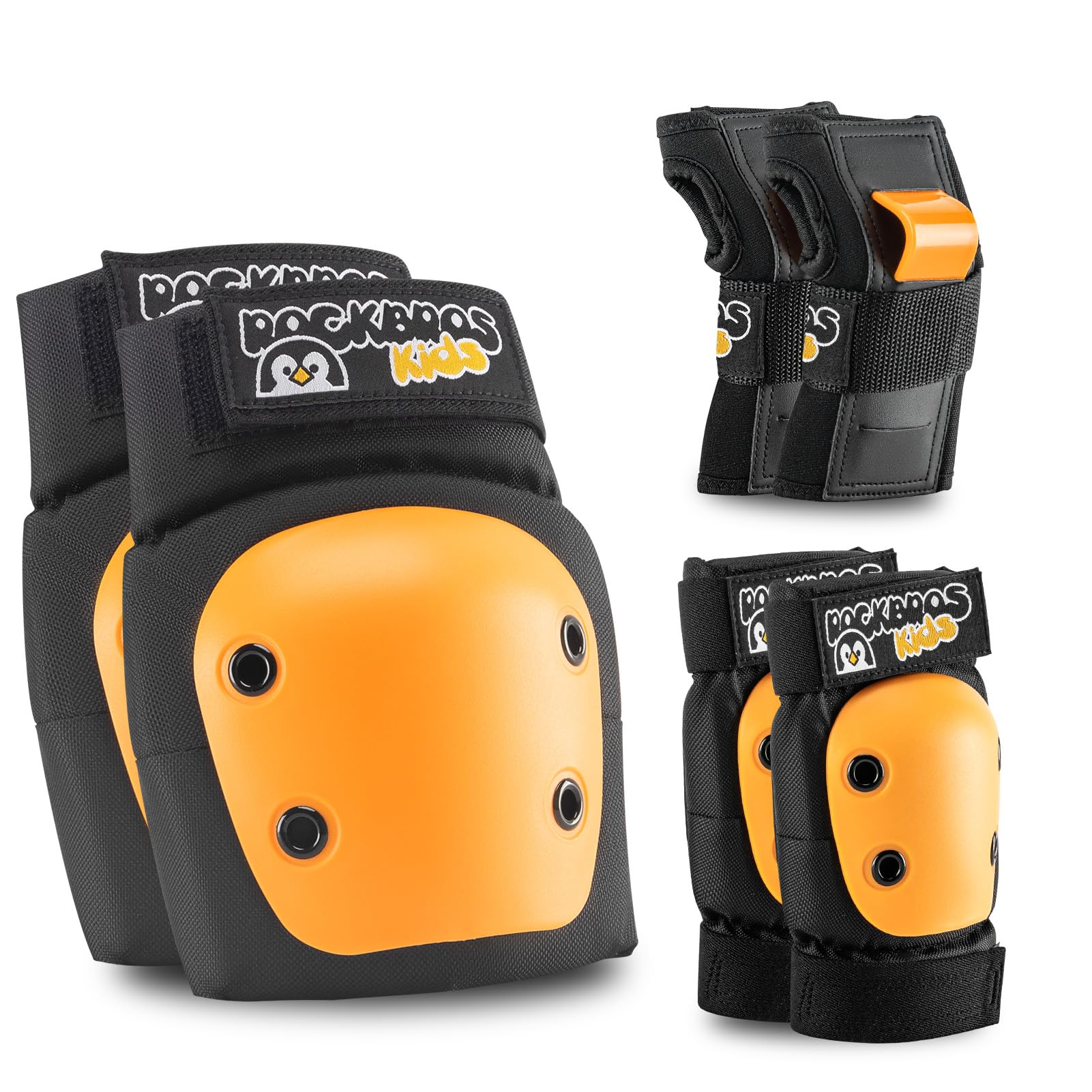 ROCKBROS Protezioni Set Bambini, Protezione Skateboard Bambini, 3 in 1 Protezioni Pattini, Ginocchiere Gomitiere Polsiere, Sicurezza Set per Ciclismo, Pattinaggio, Monopattino, Scooter