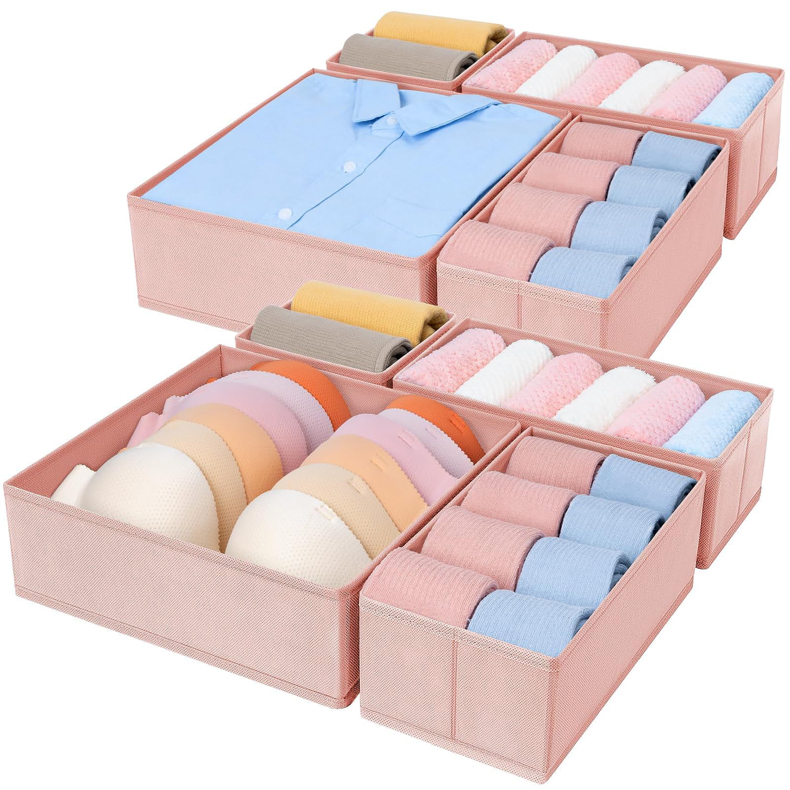 DIMJ Organizador Cajones Juego de 12 Cajas Almacenaje Plegables de Tela Para Guardar Ropa, Organizadores de Cajones No Tejidos, Calcetines, Ropa Interior, Clásico Gris — view 22