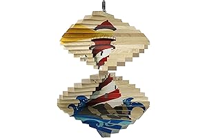 Lighthouse Wood Wind Spinner: A Nautical Delight for Your Garden