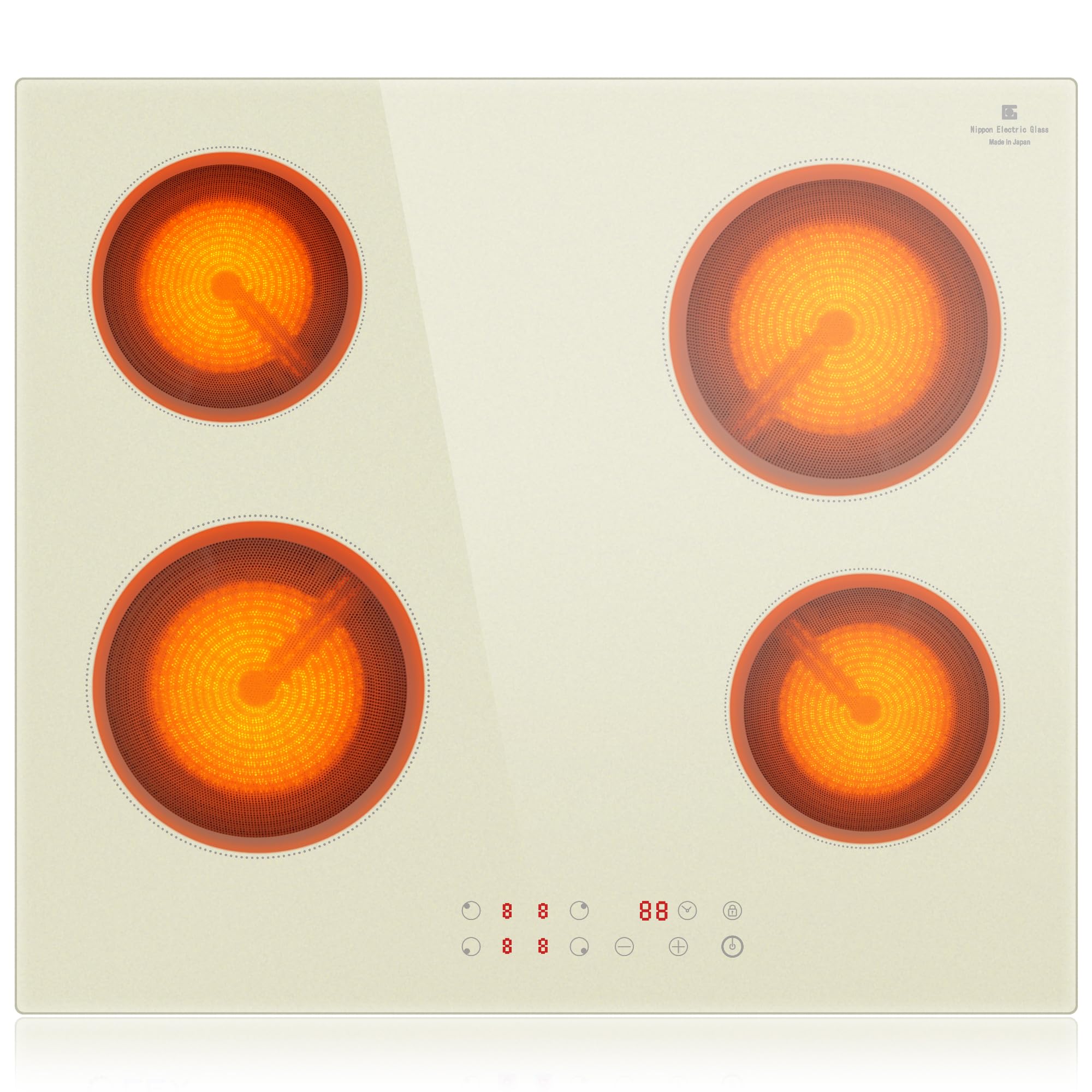 NOXTON Placa vitroceramica 4 Fuegos 60cm, Incorporado, Control deslizante, 9 niveles de potencia, Bloqueo para niños, Indicador de calor residual, 6000W, 220-240 V