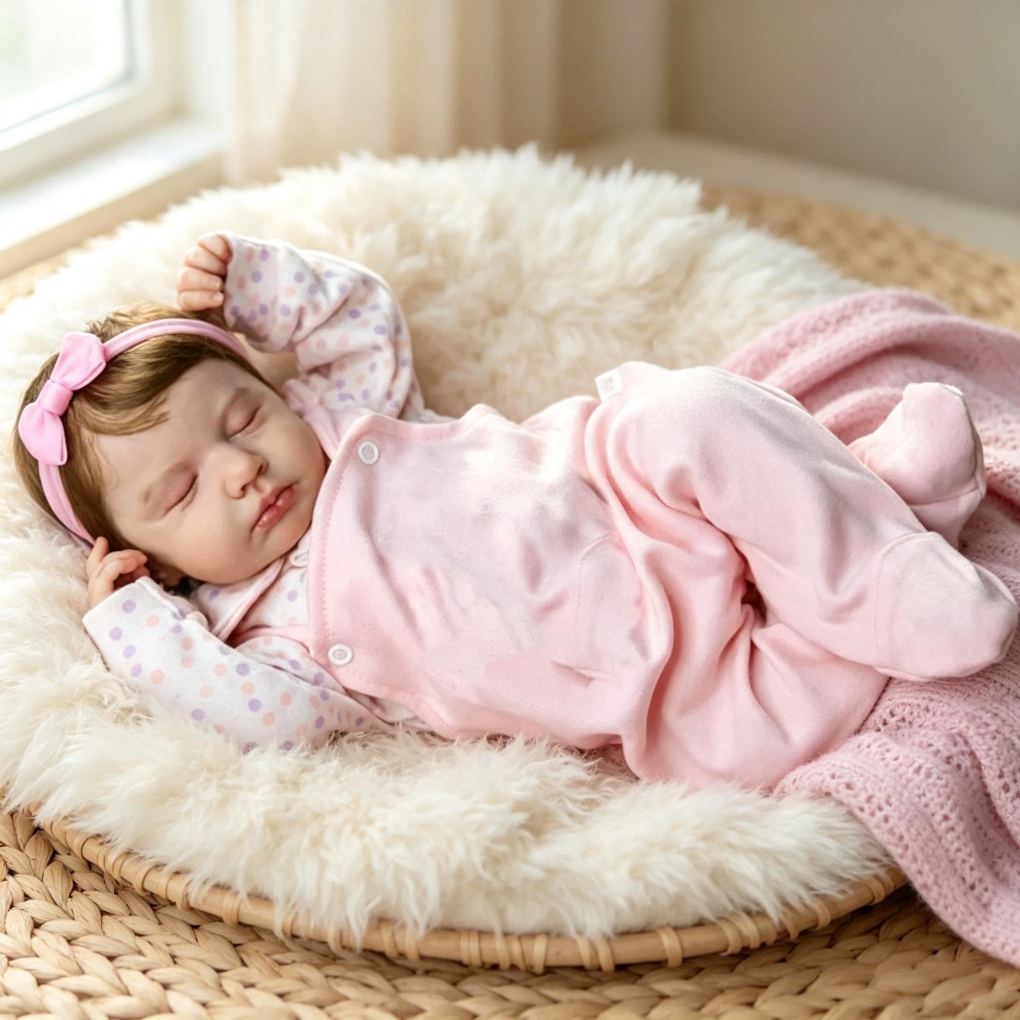 RXDOLL Reborn Baby Vollsilikon Lebensecht, Silikon Ganzkörper Baby Mädchen 50CM Lebensechte Puppe Wie Echtes, Reborn Puppen Lebensecht, Echt Aussehende Puppe Mit Haaren