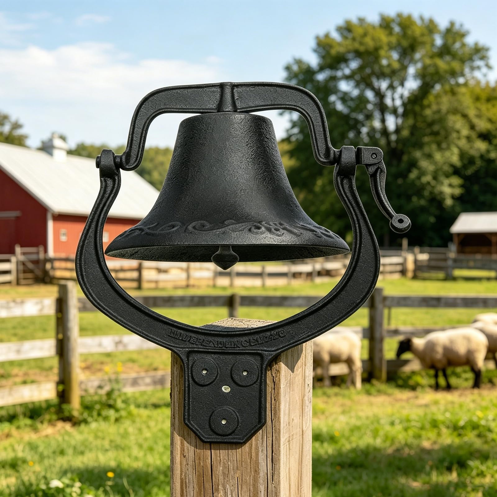 uyoyous 14 Inch Heavy Duty Cast Iron Farm Bells - Large Outdoor Rustproof Farmhouse Bells for Church, Garden & Ranch Gates, Durable Cast Iron Dinner Bells with Rustic Decor