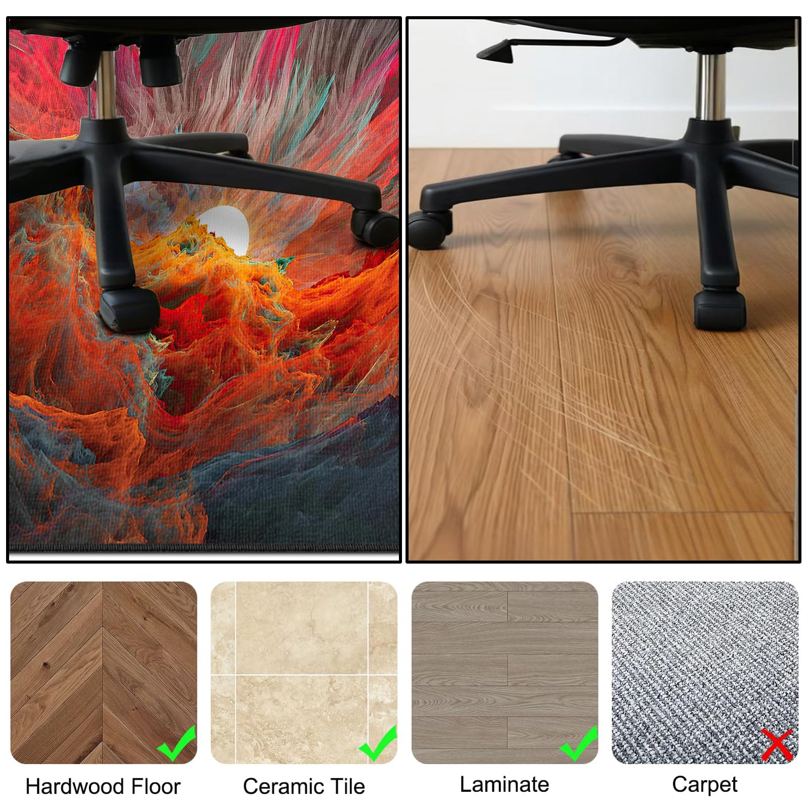 90 x 120 cm Tapis de Sol pour Chaise Gamer Ordinateur Grand