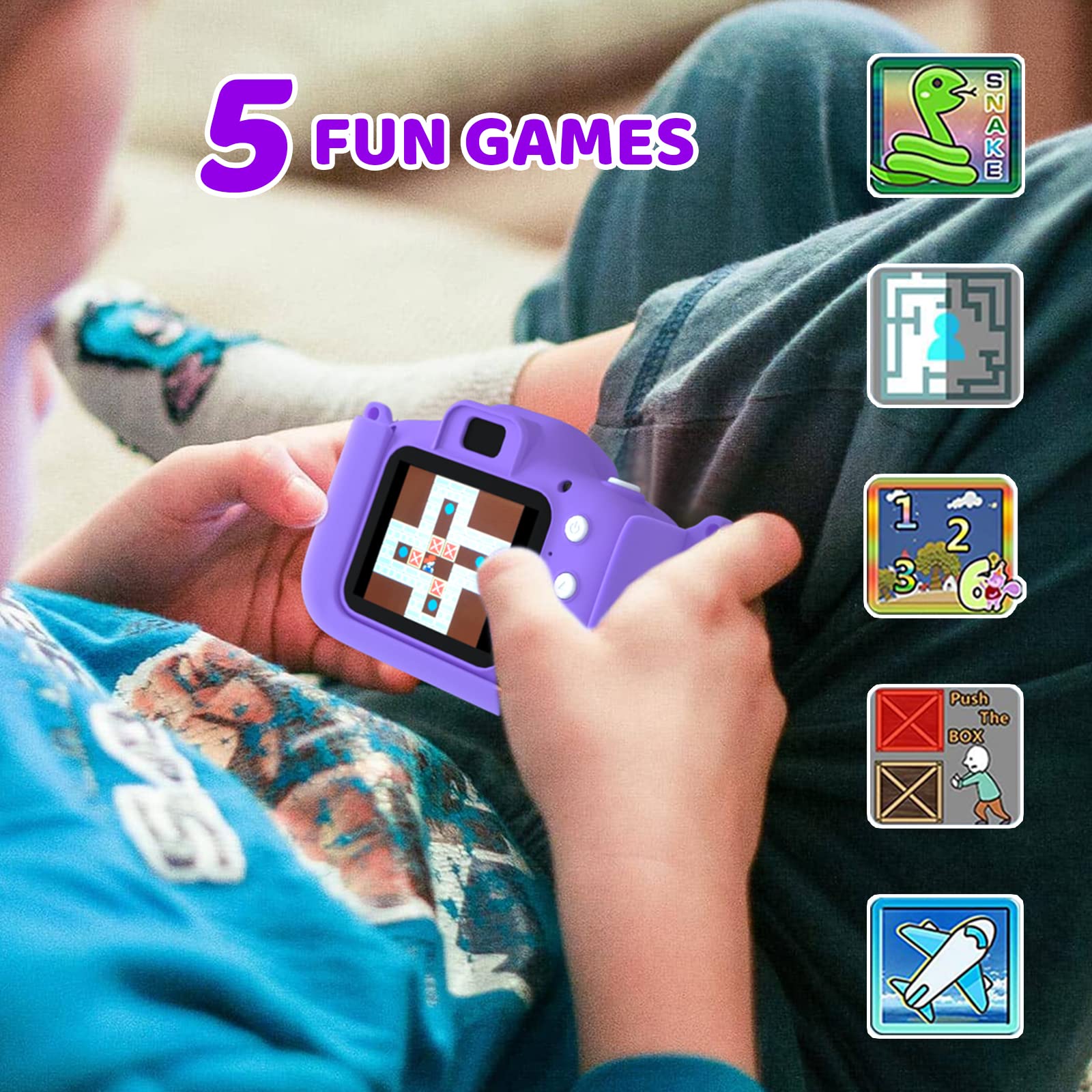 ASTGMI Macchina Fotografica Bambini, 12MP Mini Ricaricabile Fotocamera Digitale Bambina Videocamera Regalo per Ragazze Ragazzi 3-10 Anni, con Scheda 32 GB, Regali Giocattolo di Natale & Compleanno