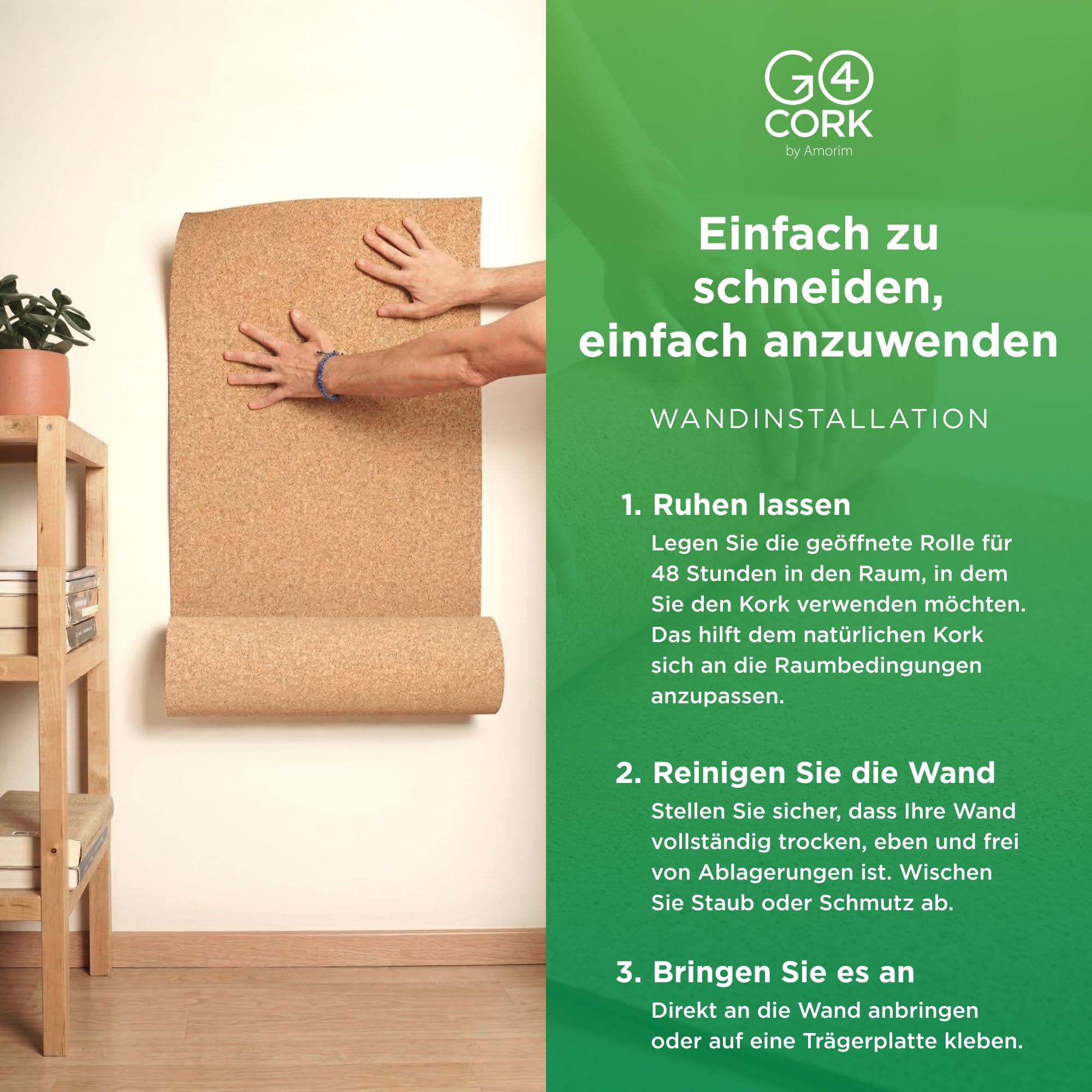 Go4Cork Extra große Korkrolle - 50 cm x 8 m | Doppelseitige Premium Öko- Kork Rolle | Vielseitig einsetzbar für Basteln & Zuhause, Klassenzimmer & Büro Deko | Rutschfest und leicht verwendbar