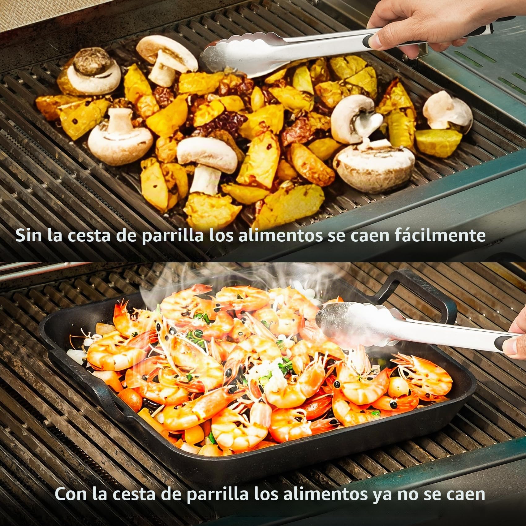 onlyfire Plancha Rectangular de Hierro Fundido con Asas, Sartén BBQ para Parrilla de Gas, Parrilla de Carbón y La Mayoría de Los Hornos, 31.5 * 31.5 * 3.8 cm