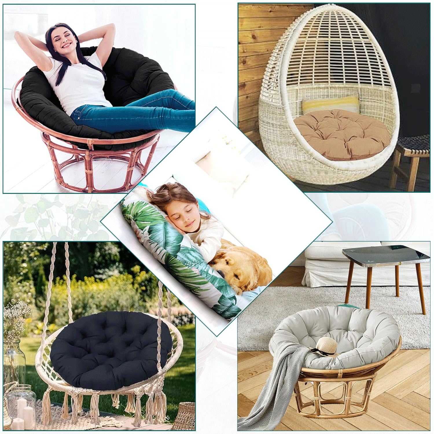 Outdoor Wasserdicht Runden Kissen für Hängesessel/Schaukelstuhl - Verdickung Polyester+Baumwolle Sitzkissen, Gartenstuhl Polster & Bodenkissen(X1,180X180X10CM)