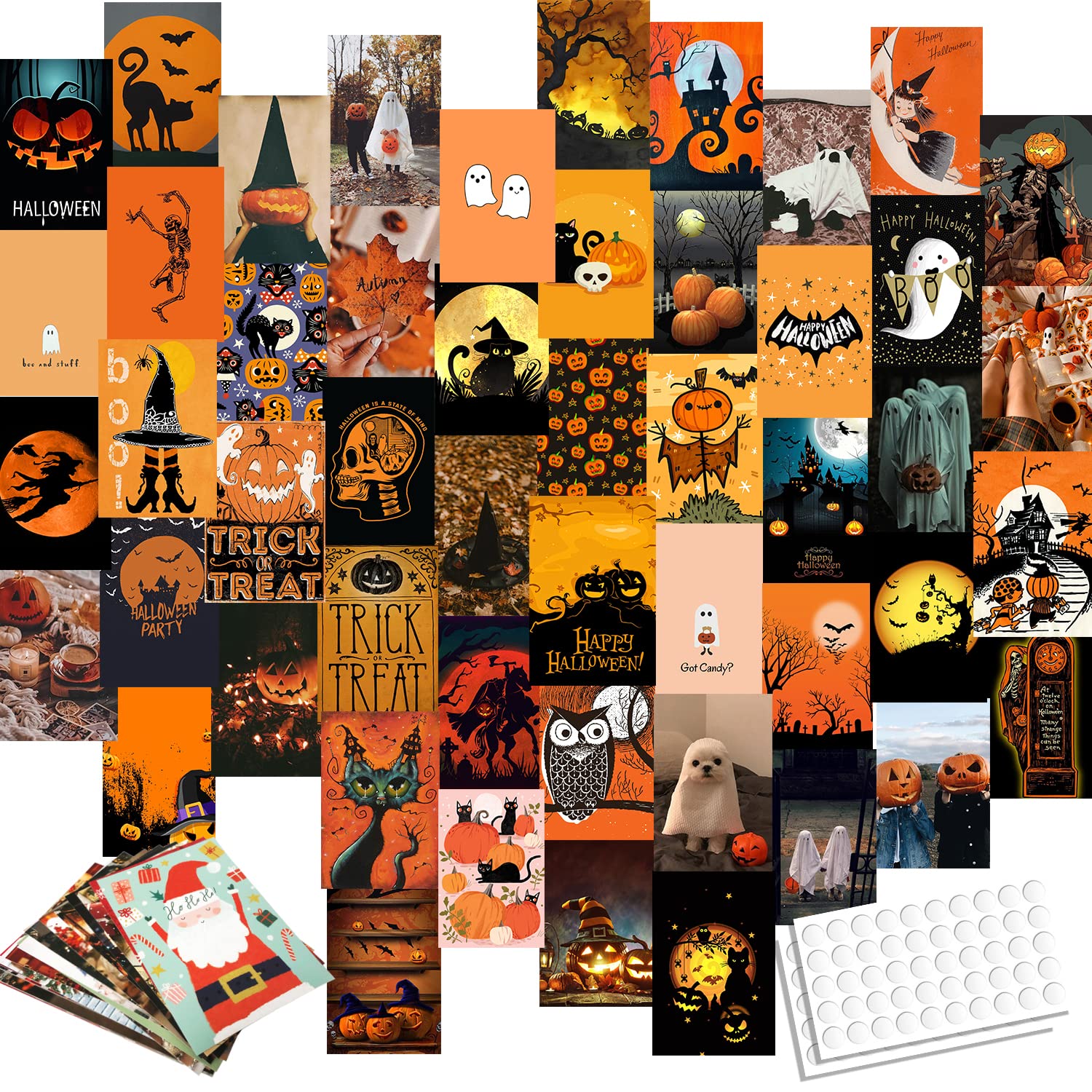 Halloween & Christmas Double Print Poster Pictures Fall Autumn Wall Decor Aesthetic 50 PCS 4''x6'' Wall Collage Kit Room Decorations Preppy Bedroom Aesthetic