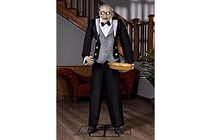 Spooky Halloween Butler with Serving Tray Animatronic Decoration