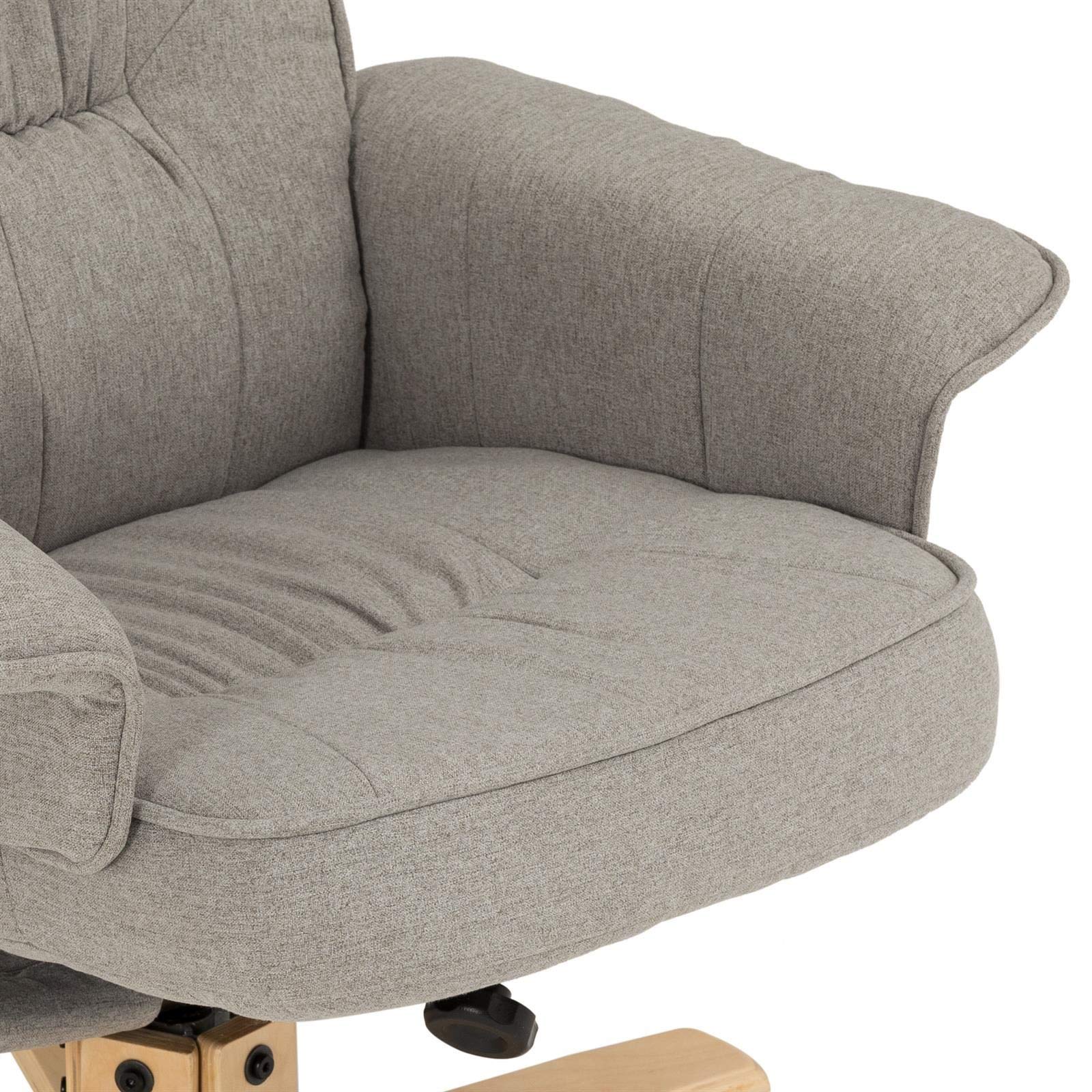 IDIMEX Fauteuil de Relaxation Charly avec Repose-Pieds Pouf, siège pivotant et Dossier inclinable, Assise rembourrée Confortable et Relax, revêtement en Tissu Gris