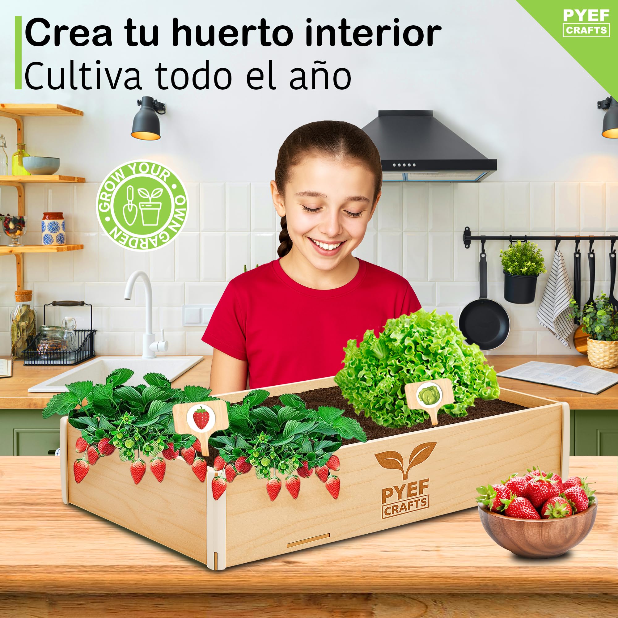 Huerto Urbano para Niños - Kit de Jardinería Completo con 4 Variedades de Semillas de Hortalizas y Verduras - Huerto Ecológico en Casa, Regalo Educativo y Creativo