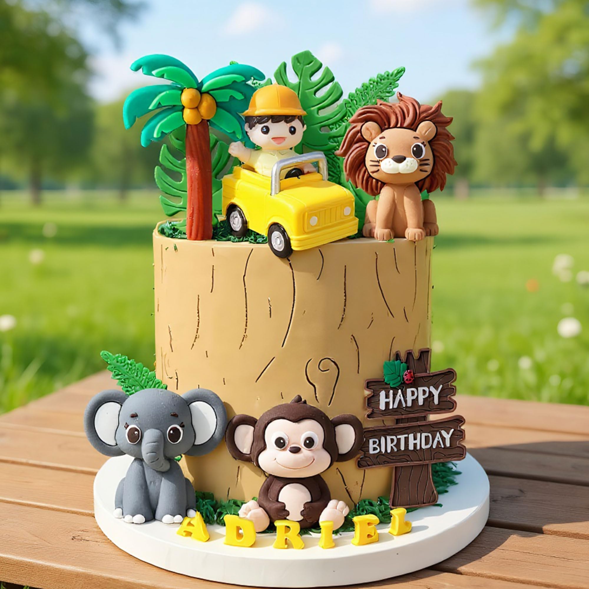 Zoo Jungle Animals Cake Decoration Adventure Wild One Safari Cake Decoration Giraffe Lion Cake Jungle Birthday Party Supplies